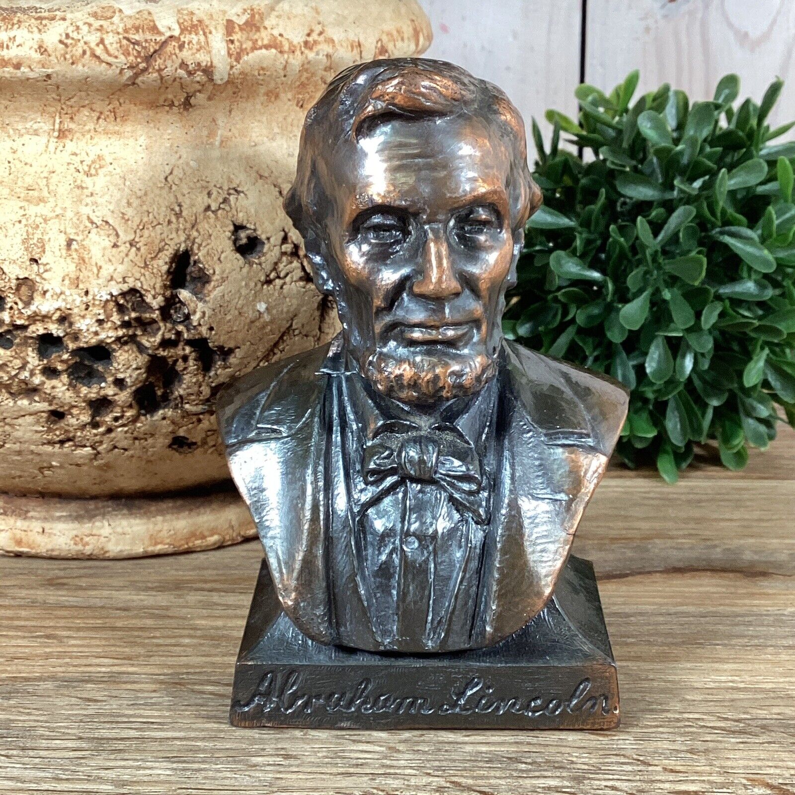 Bronze Finish Metal 4.5” Abraham Lincoln Advertising Bust