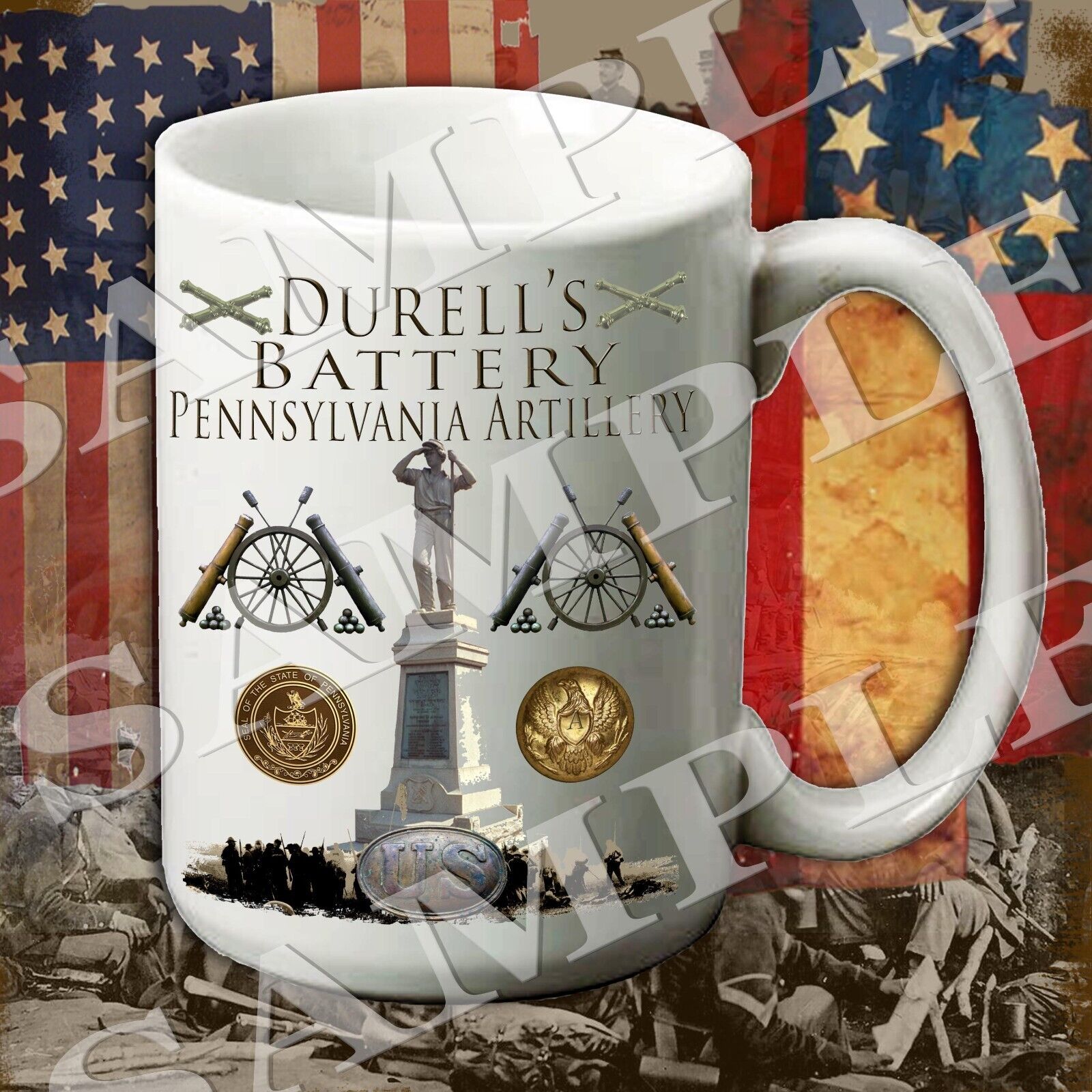Durell\'s Battery, Pa Artillery 15-ounce American Civil War themed coffee mug