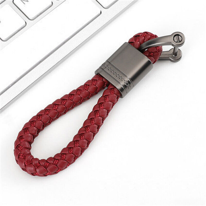 Braided Faux Leather Strap Key Chain Ring Car Keyring Keychain Gifts for Men Fob