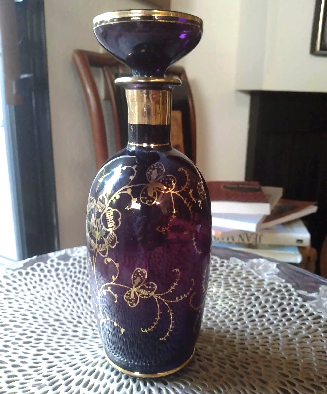 Rossini Empoli Hand painted Purple Glass Decanter With Stopper