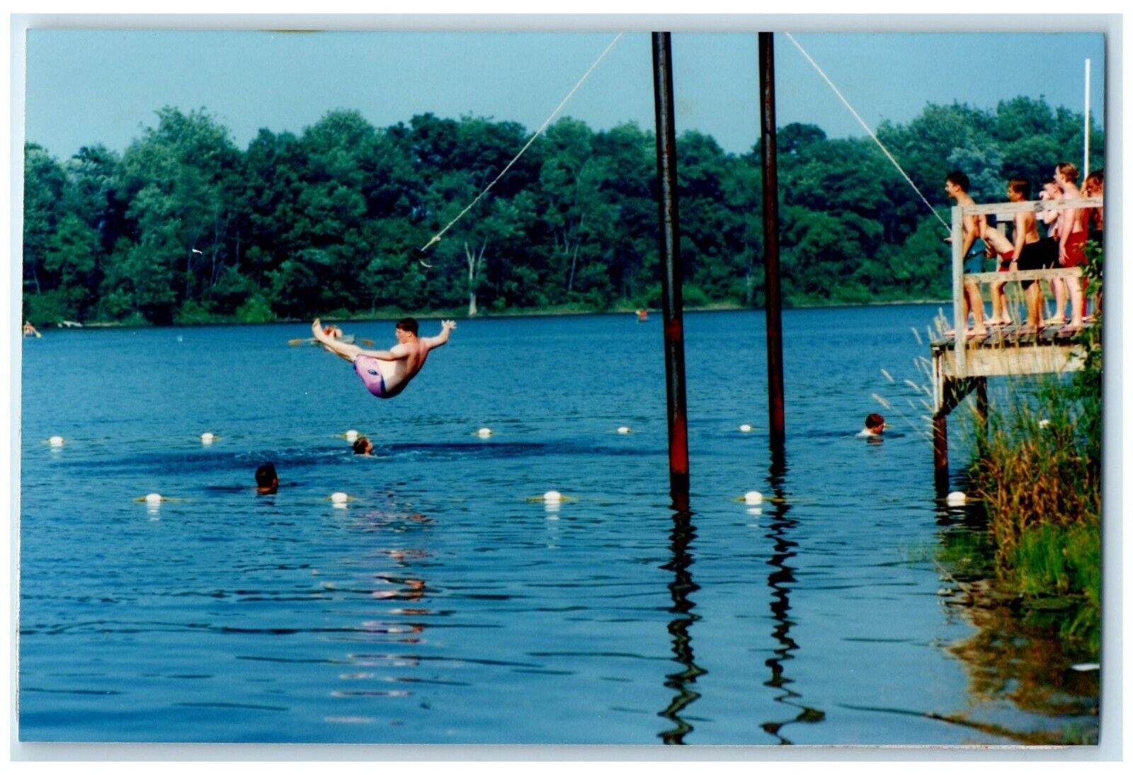 c1960 Jump To Lake Camp Chief Little Turtle Pleasant Lake Indiana IN Postcard