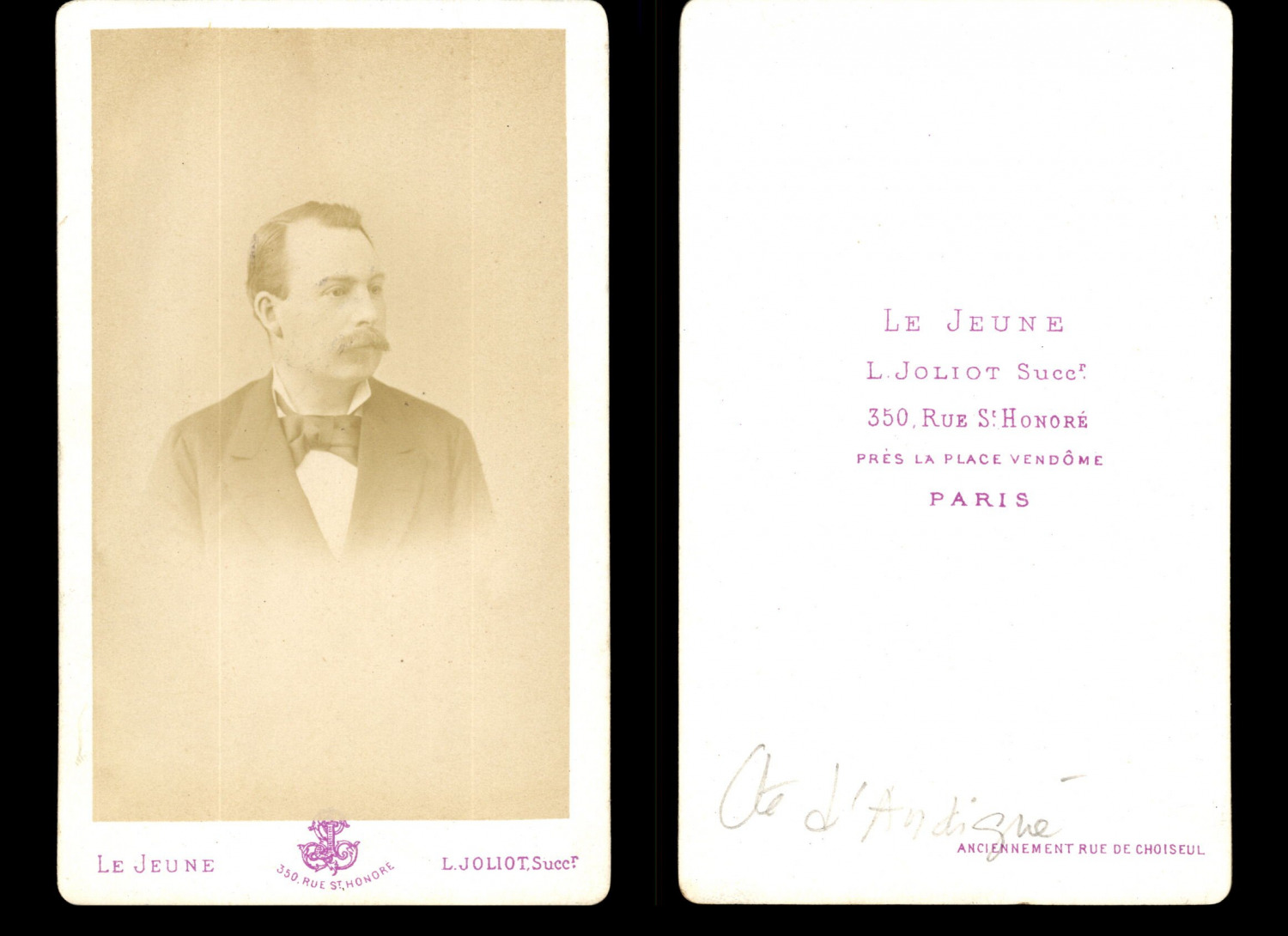 Le Jeune, Paris, Comte d'Andigné Vintage Albumen Print CDV.
