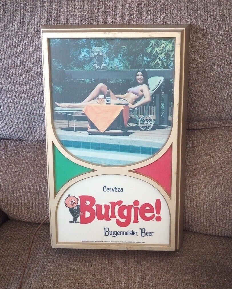 Rare Vintage Burgie Beer Light Up Sign.(Needs Rewiring)13x20