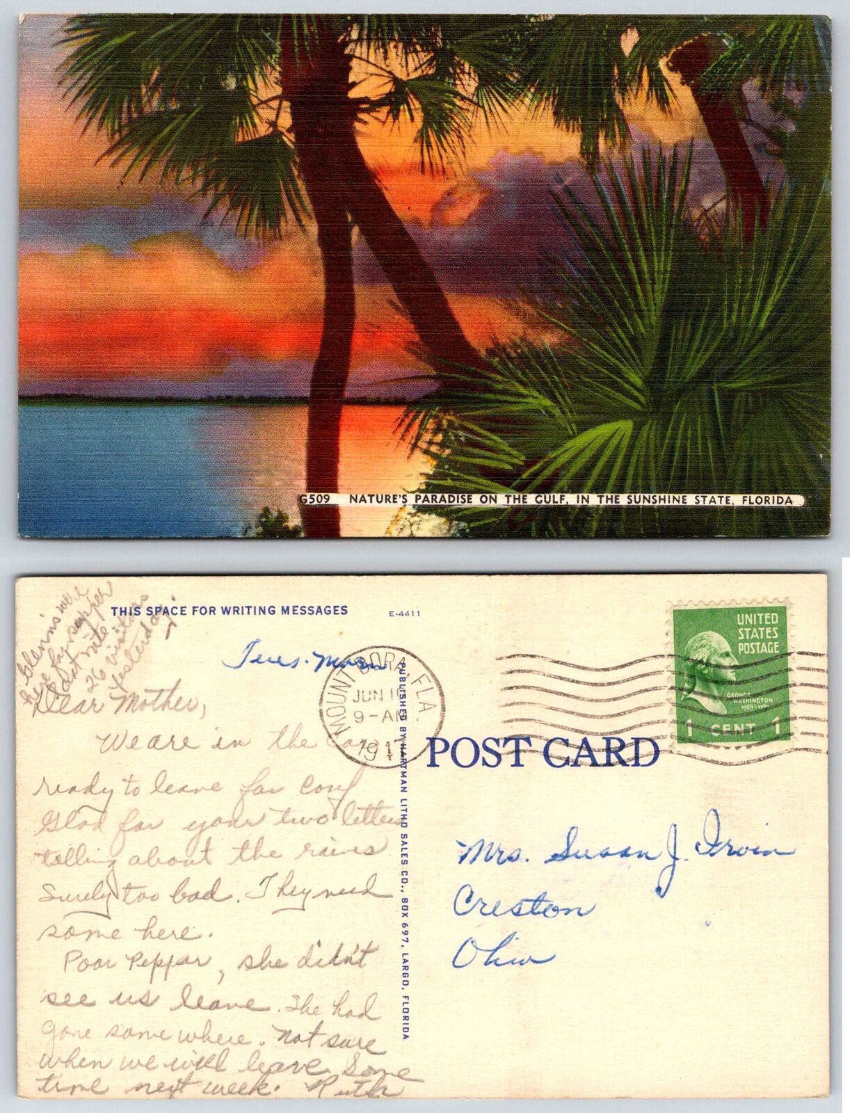 Florida BRILLIANT SUNSET ON THE GULF OF MEXICO Postcard O256