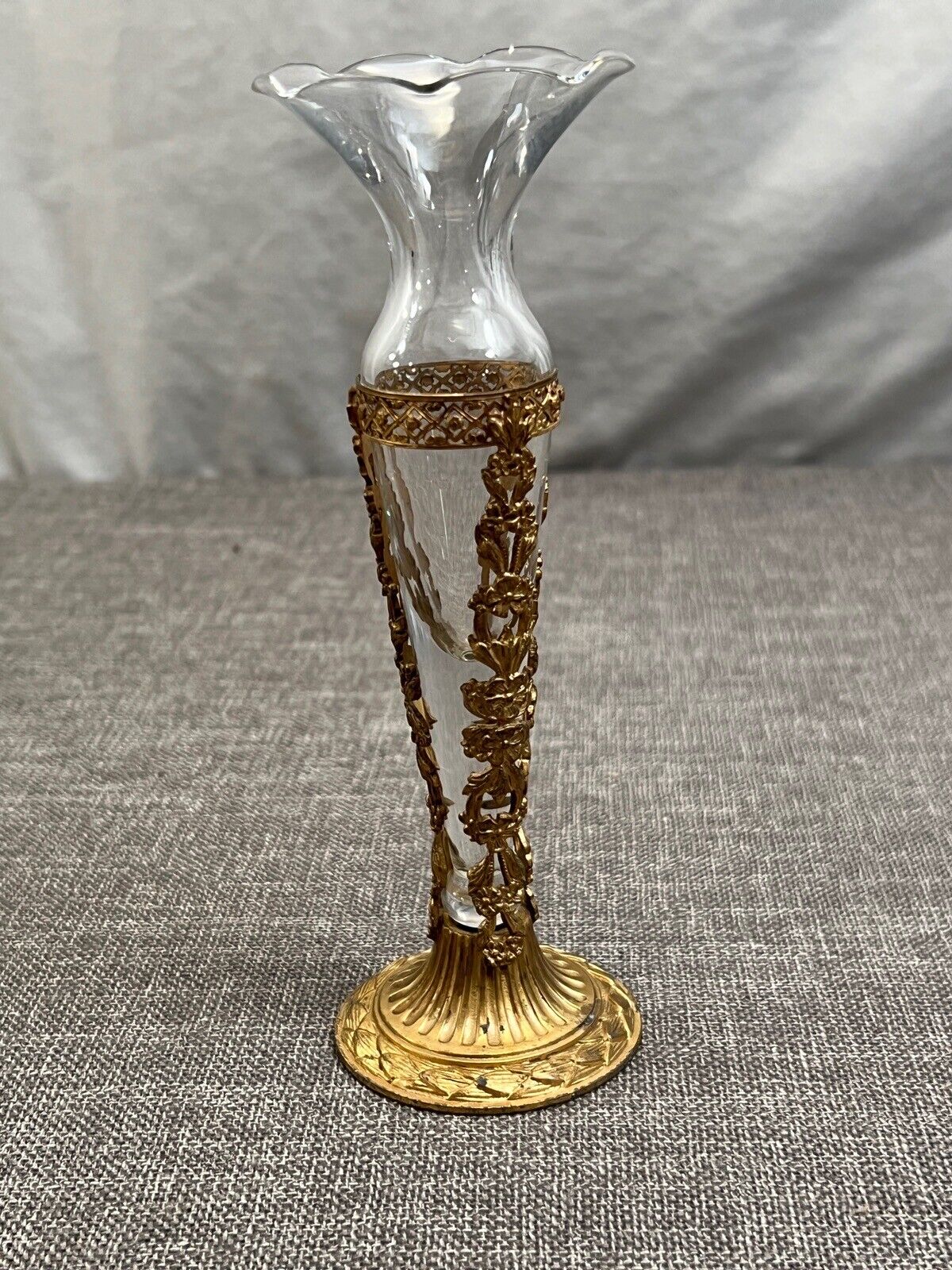 Apollo Studios Bud Vase Blown Glass With Gold Colored Metallic Base
