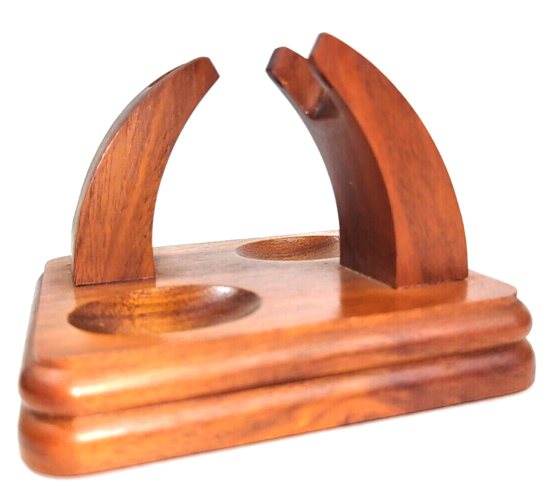 Estate Pipe Rest Fairfax Double Solid Walnut Wood 3 1/8\