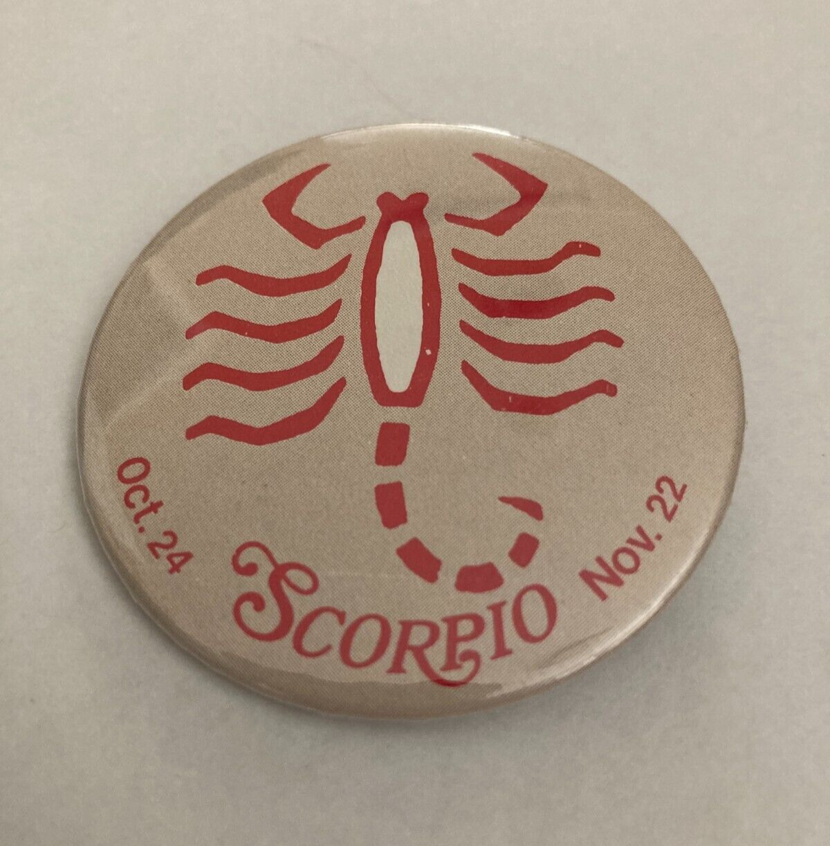 VINTAGE Scorpio Button Pin Scorpion 60s 70s Zodiac Astrology