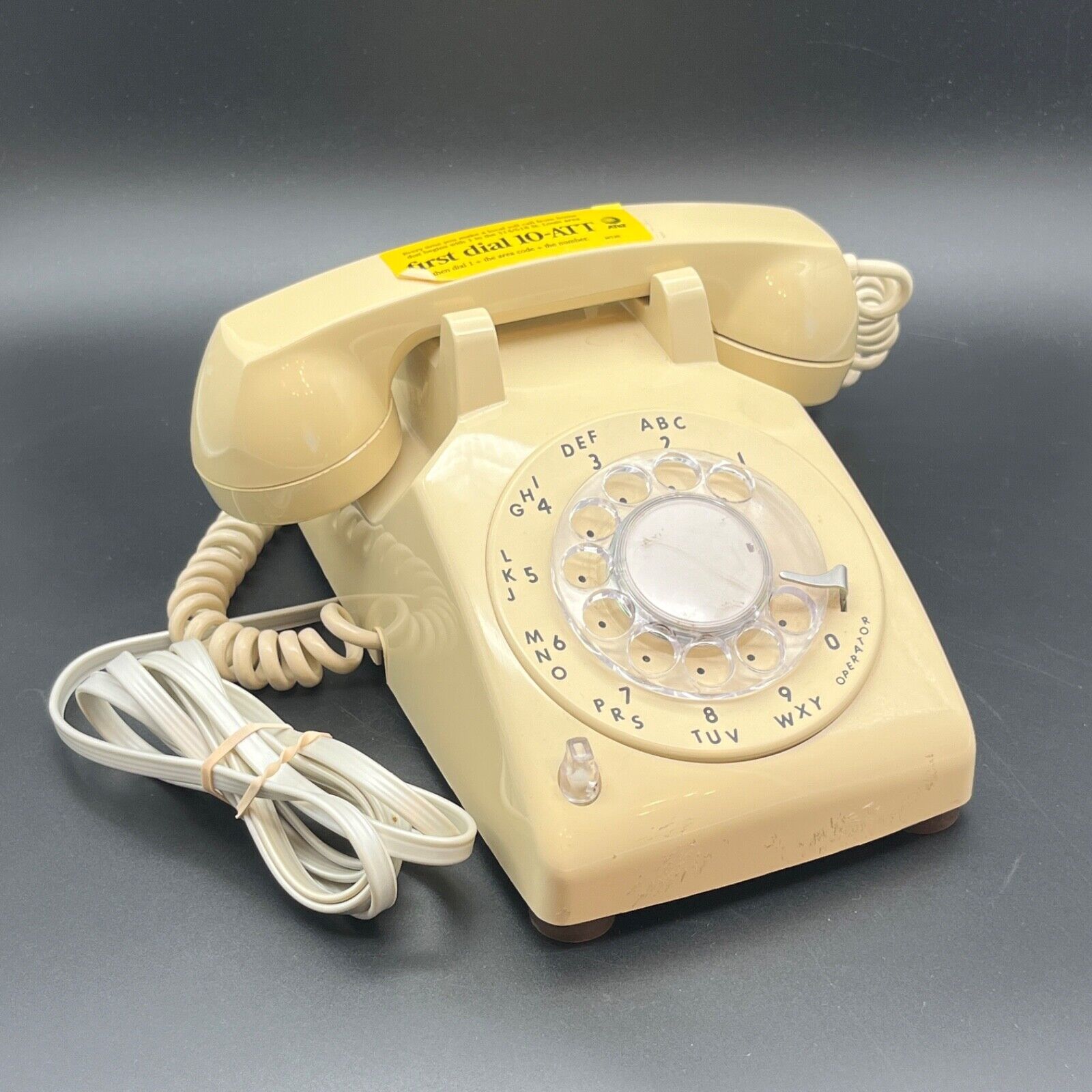 ITT Rotary Dial Desk Telephone Cream Beige 720011-106 500 Vintage Phone 1984