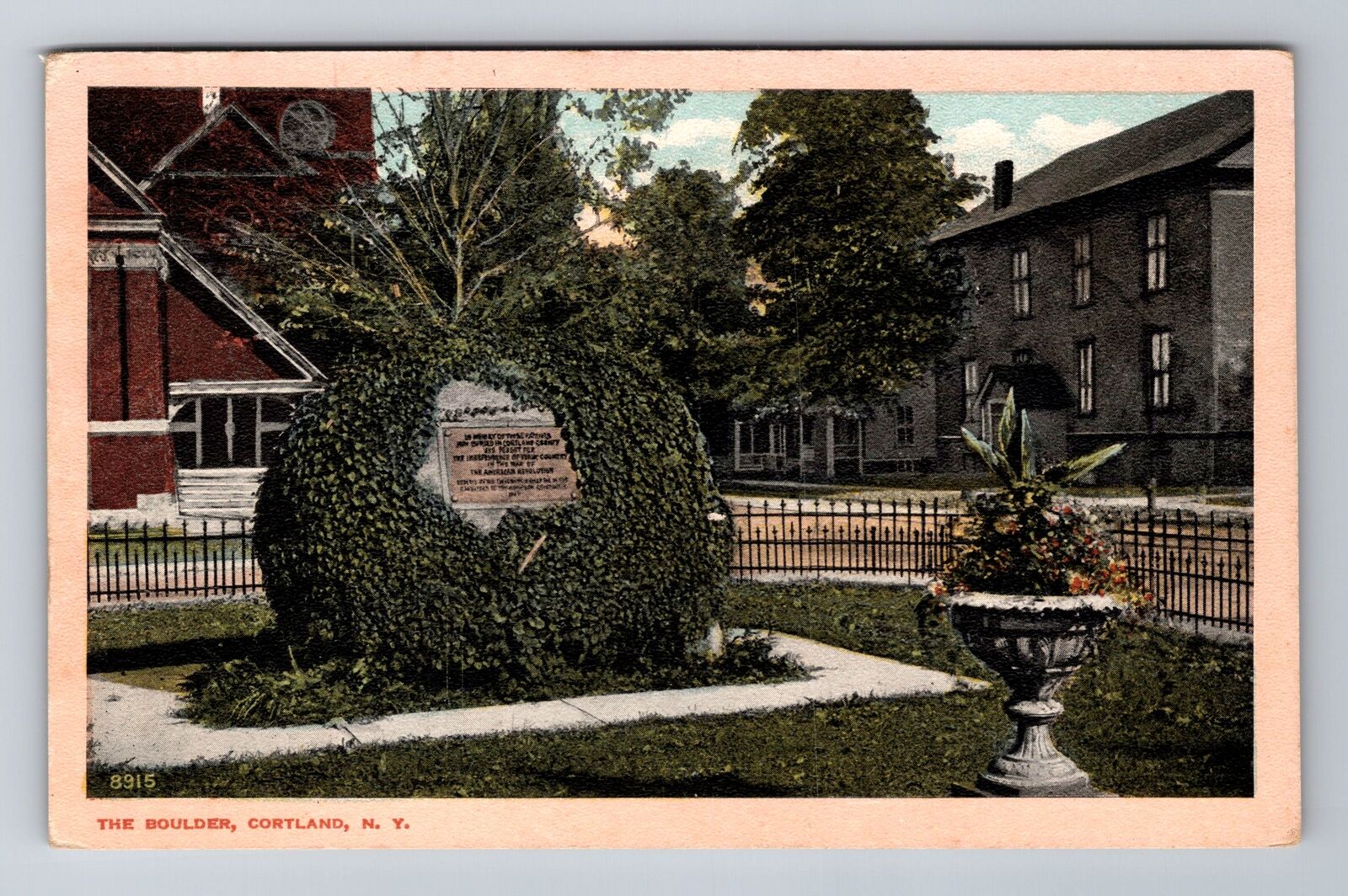 Cortland NY-New York, the Boulder, Antique Vintage Souvenir Postcard