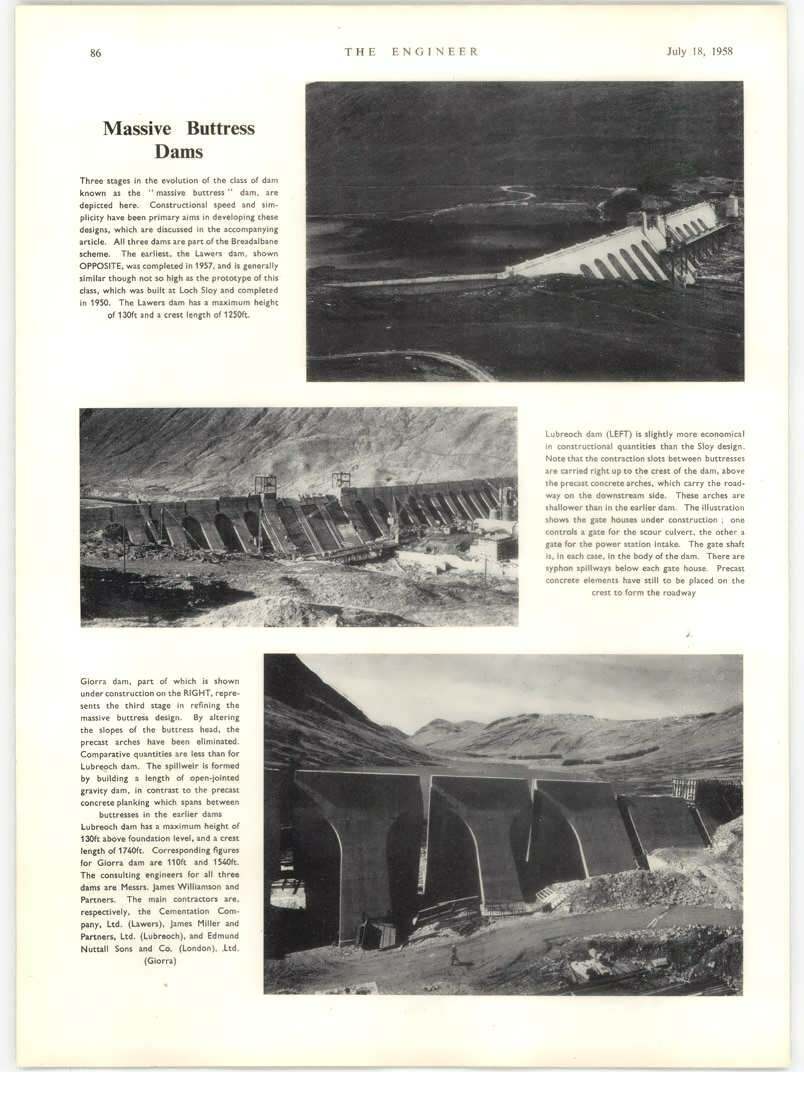 1958 Three Massive Buttress Dams Part Of The Breadalbane Scheme