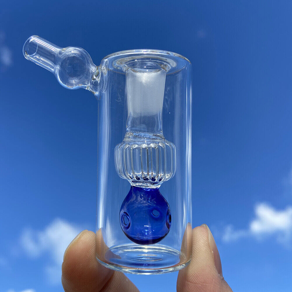 Mini Blue Water Pipe Smoking Bong Glass Pyrex Bubbler Water Shisha Hookah W/Bowl