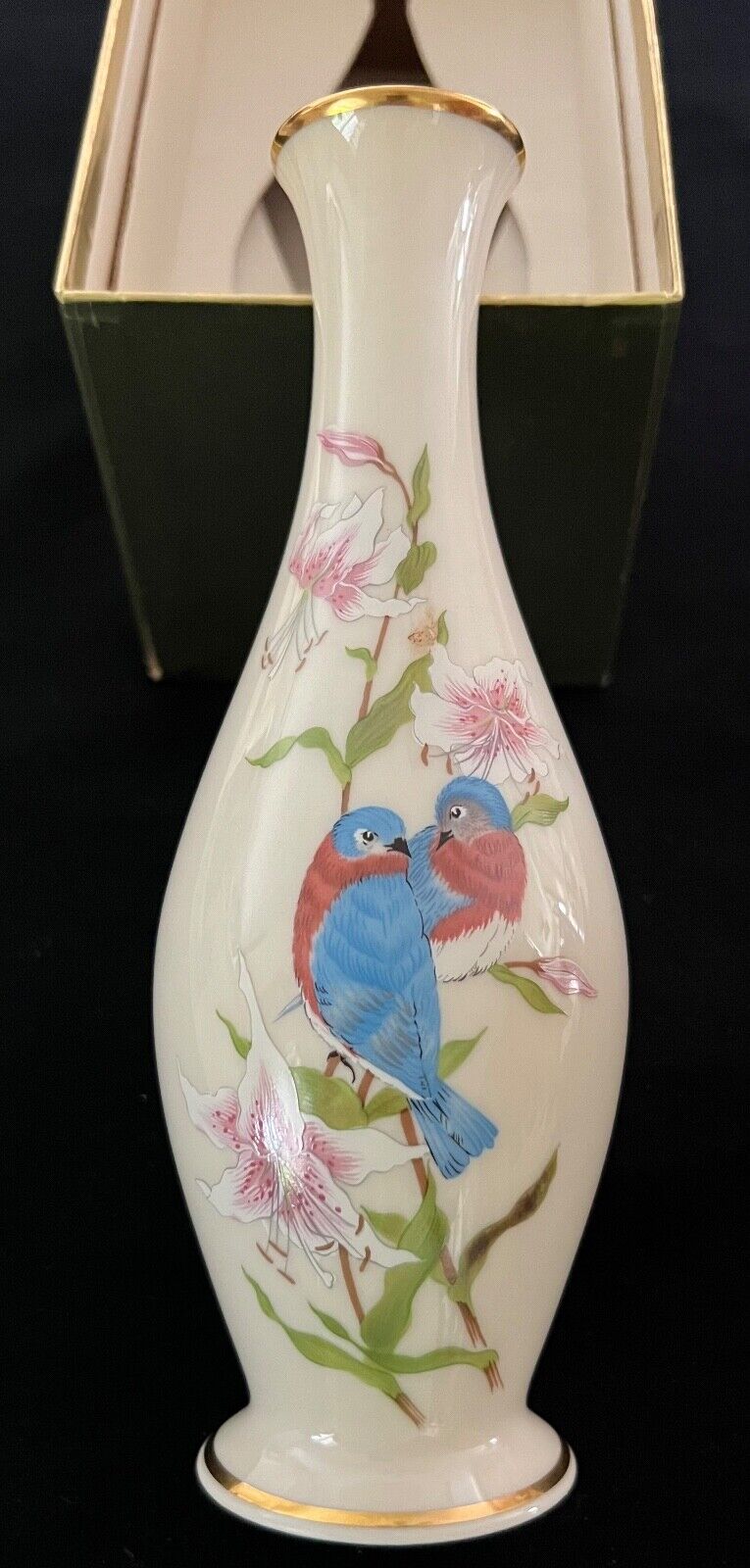 The  Lenox Eternal Love Vase Limited Ed. w/Orchids & Blue Birds~ in Original Box