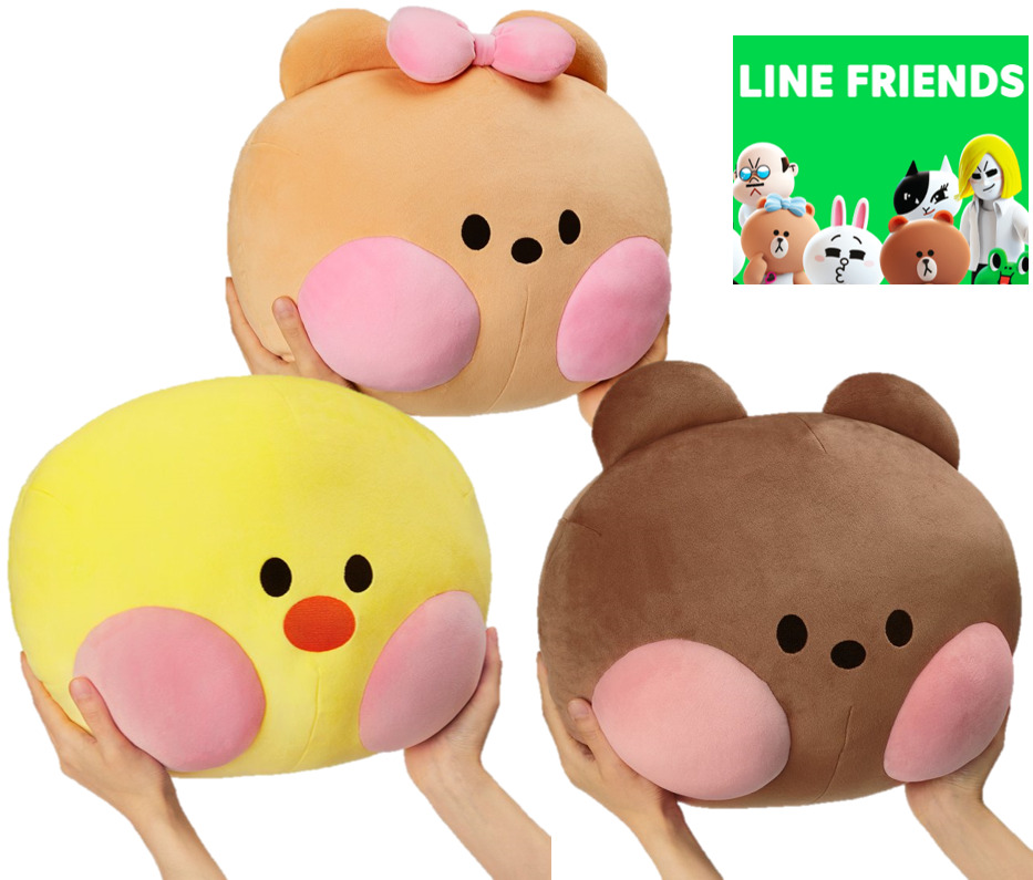 LINE FRIENDS minini Face Cushion Chonini/Selini/Bnini 3-Piece Set JAPAN NEW