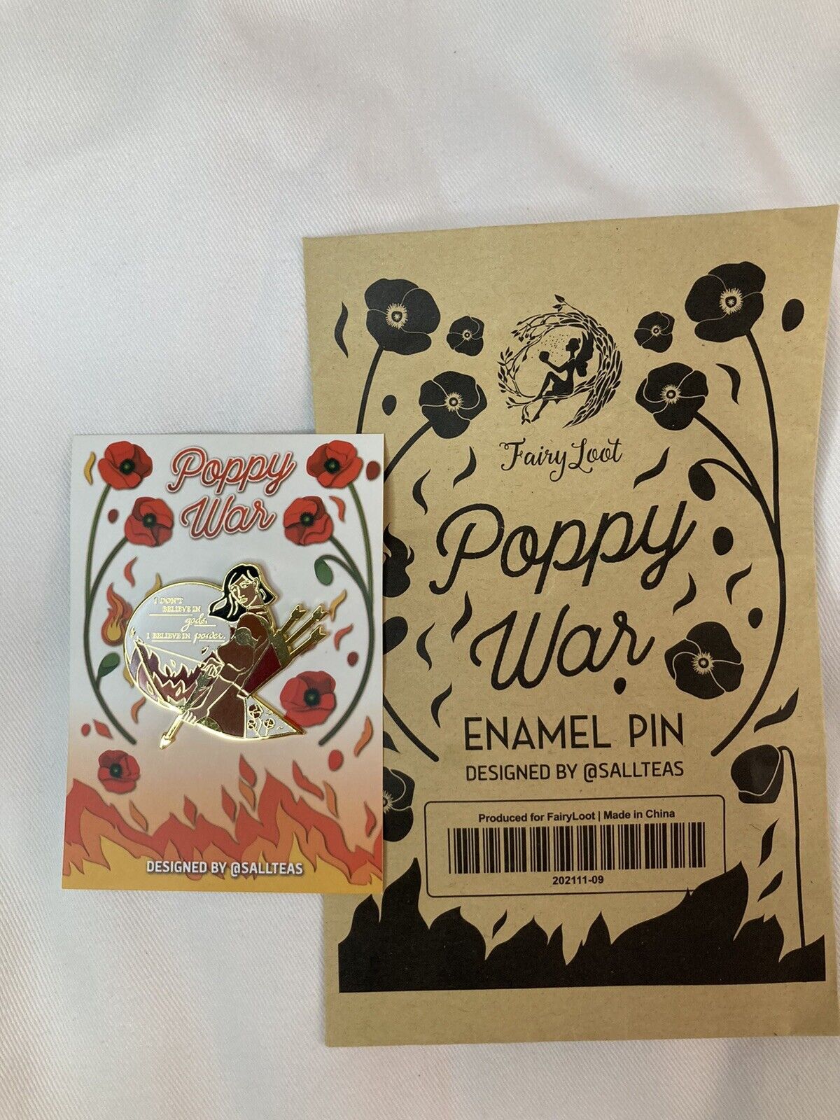 Fairyloot Book Box Poppy War Enamel Lapel Pin bow and arrow NEW