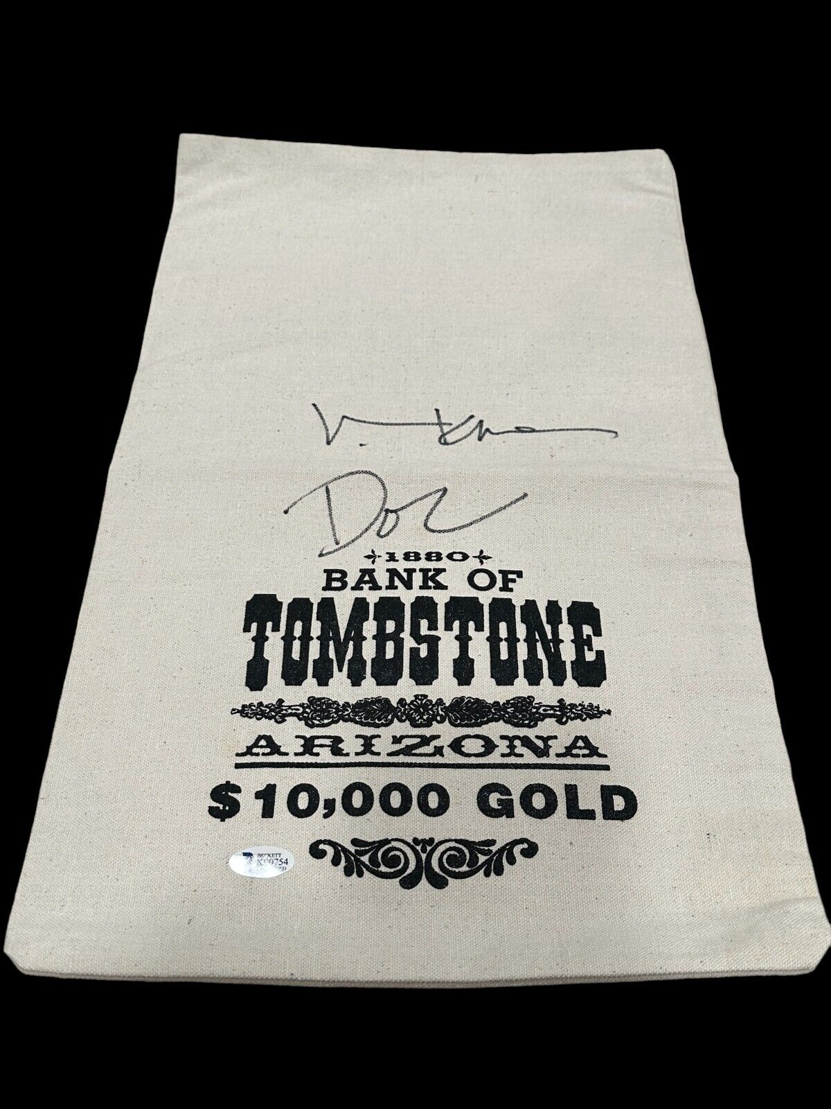 Val Kilmer Doc Inscription Tombstone Signed Autograph Money Bank Bag Beckett BAS