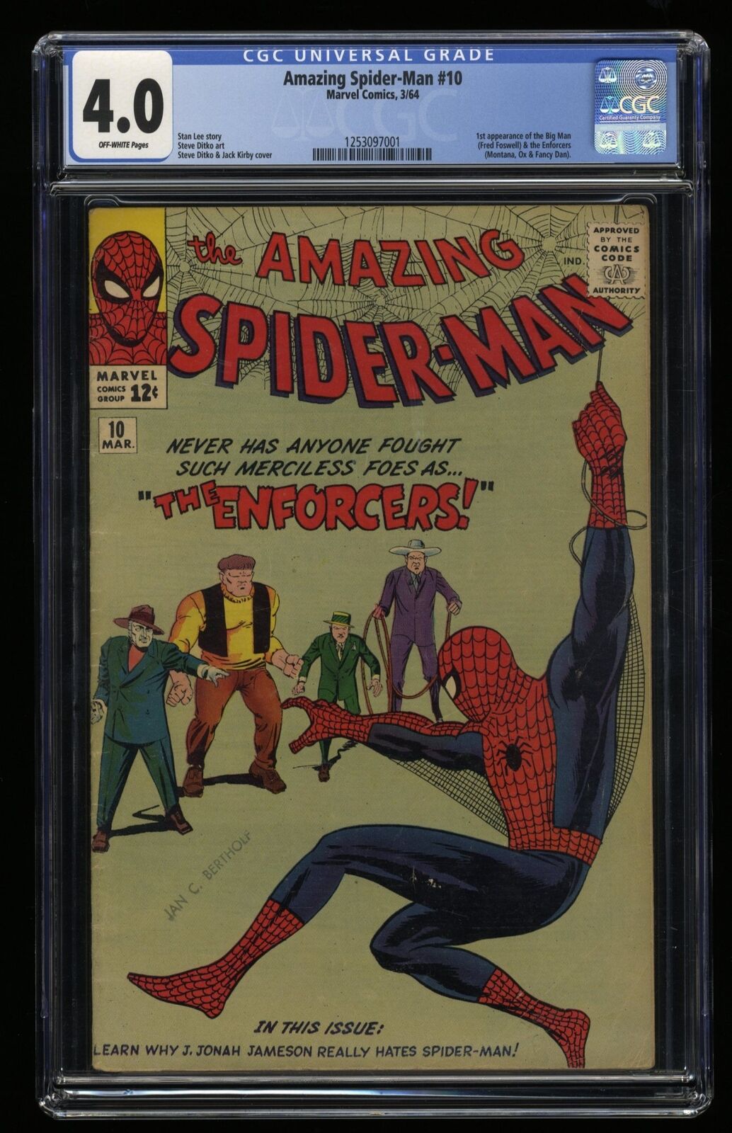 Amazing Spider-Man #10 CGC VG 4.0 Off White 1st Full Appearance Enforcers