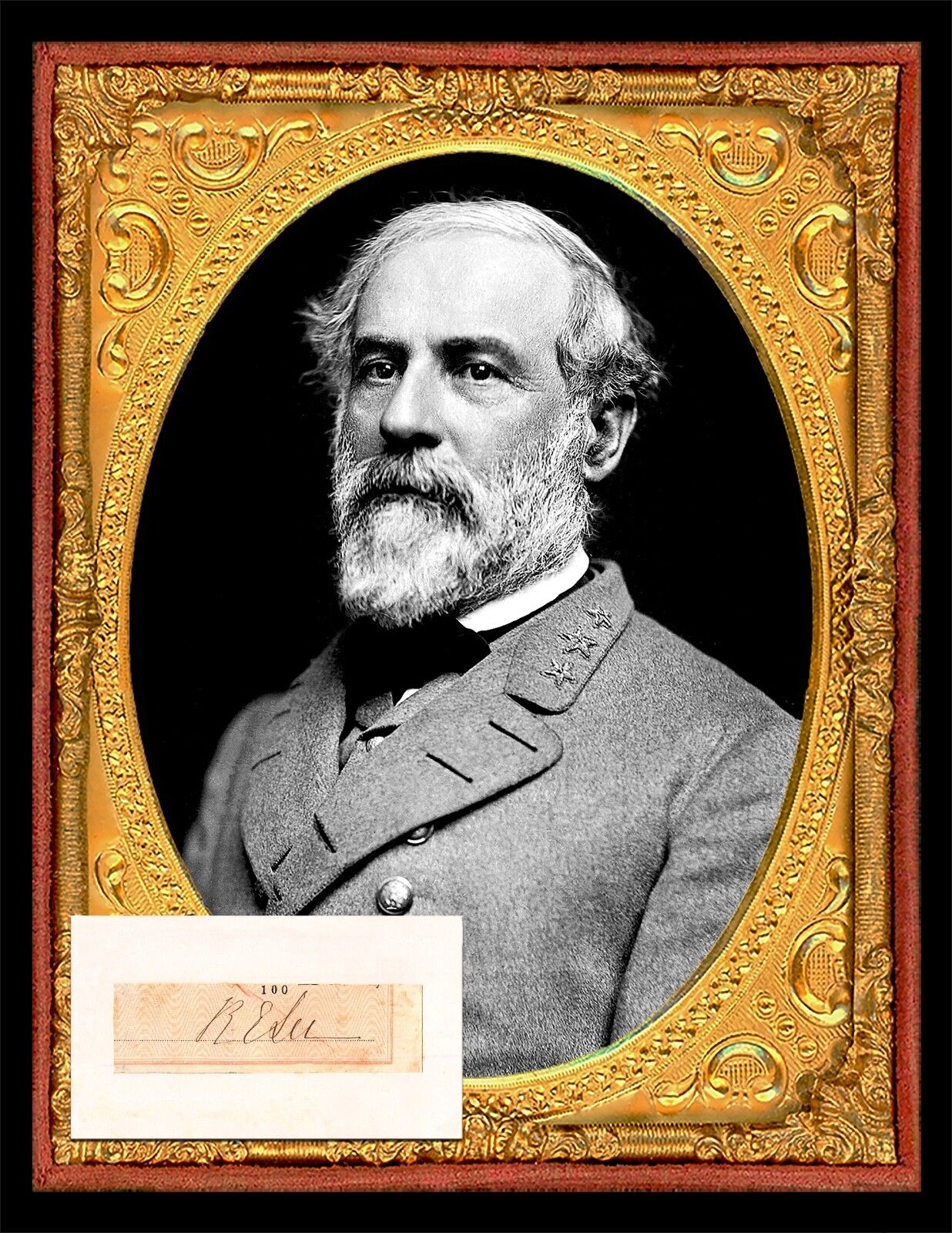 Robert E. Lee photo and Autograph COPY 8-1/2\