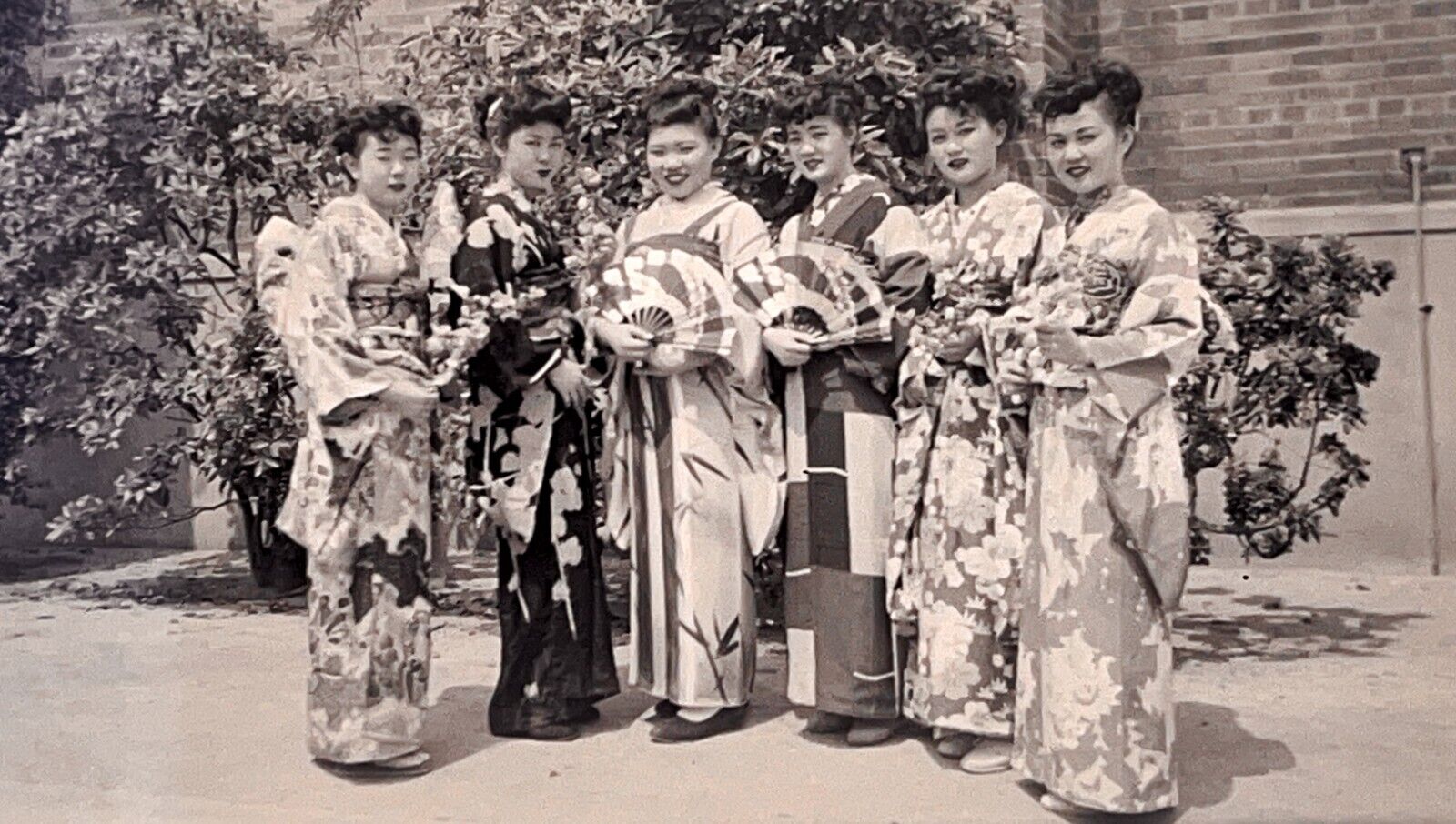 1950s Geisha Girls Japanese Los Angeles High School Photo Negative 4x5