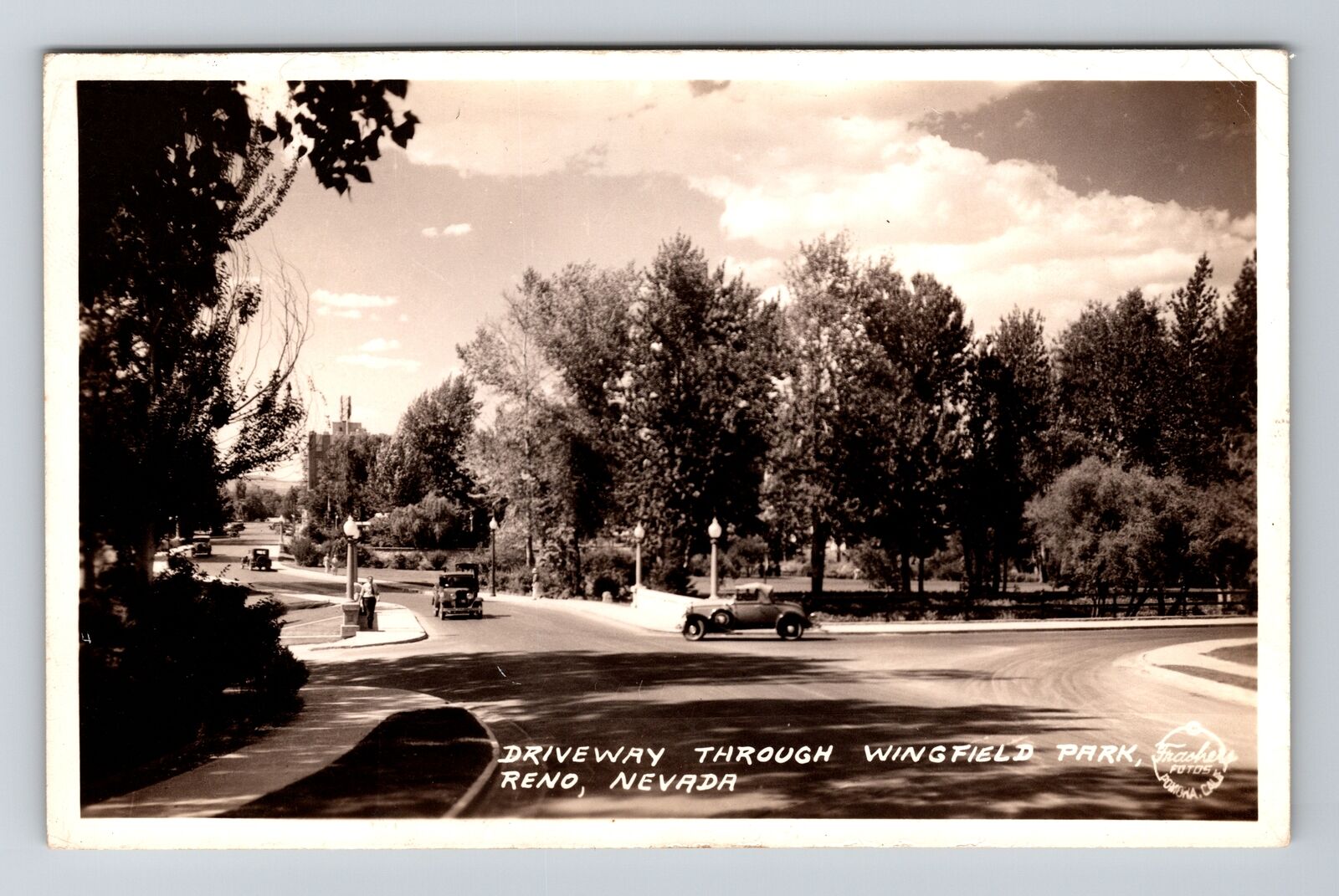 Reno NV-Nevada RPPC, Driveway in Wingfield Park, Real Photo c1930 Postcard