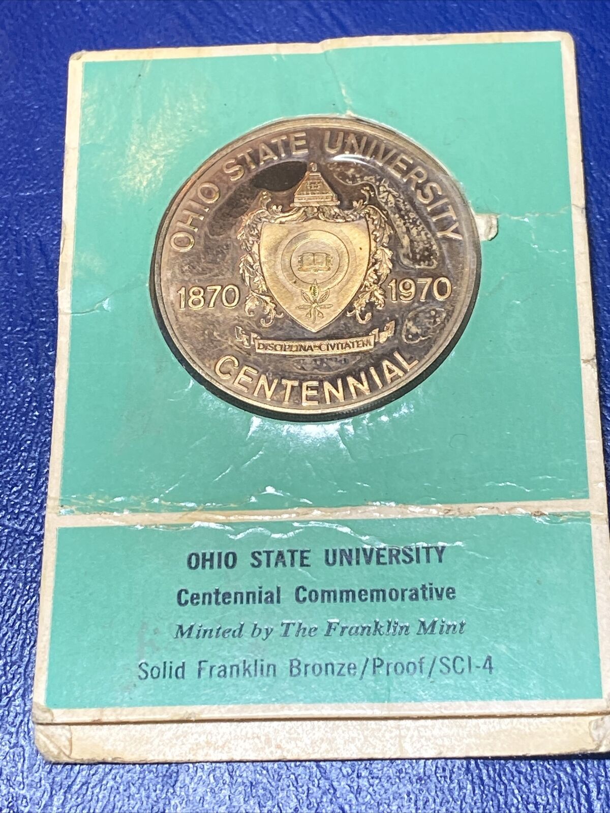 OSU Ohio State University Hall 1970 Beautiful Vintage Proof Bronze Coin Medal