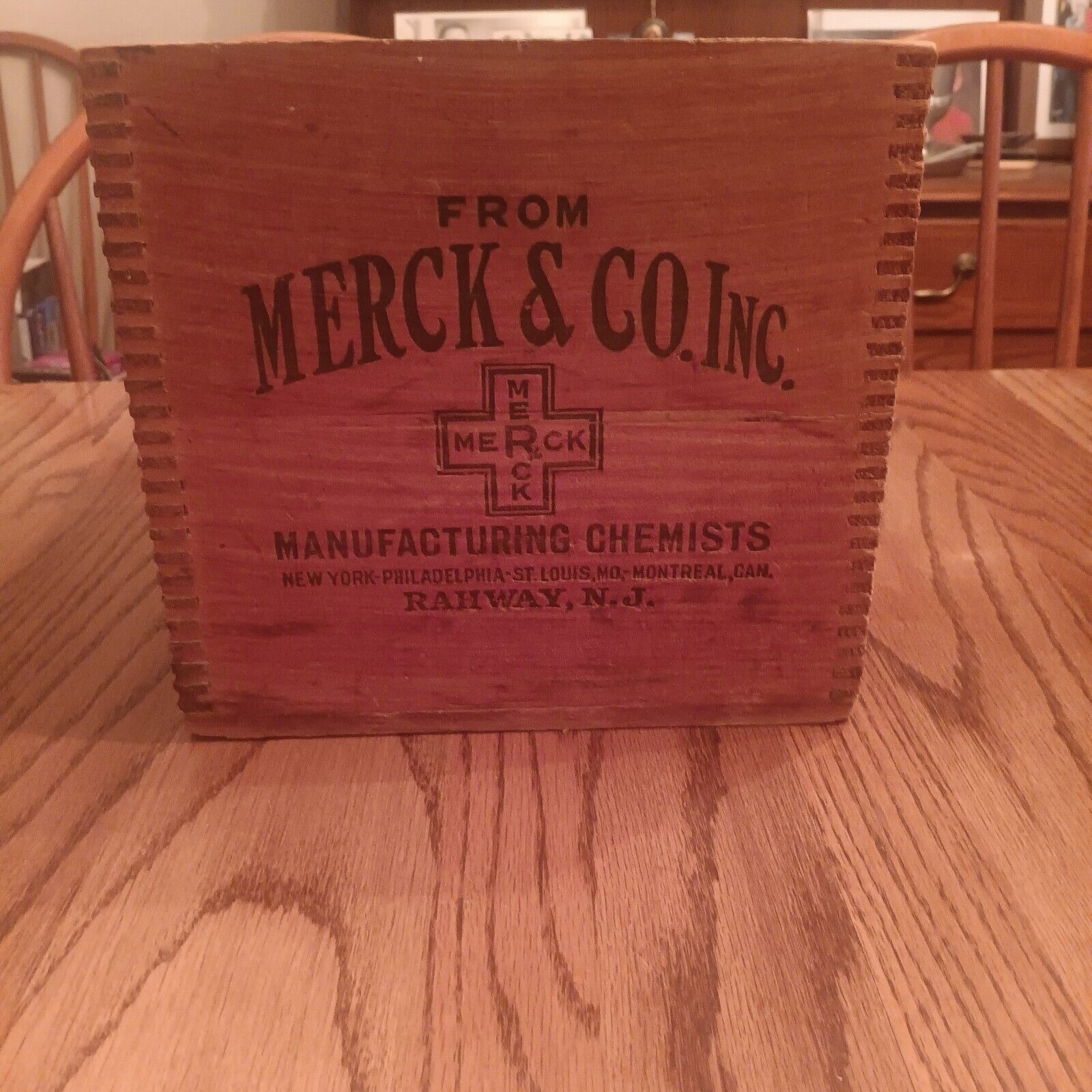 Antique Vintage Merck Wood Crate Manufacturing Chemists Box  Storage