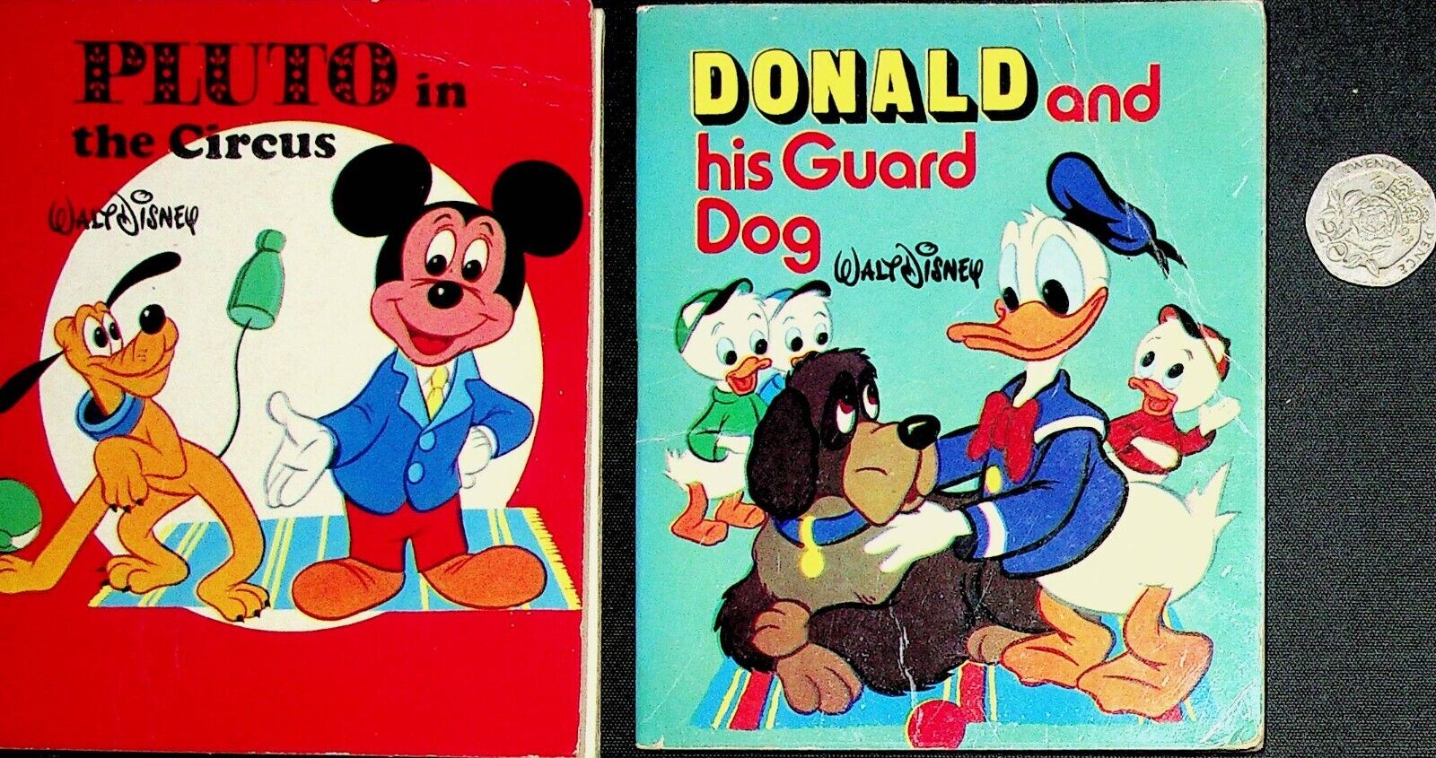 2 x Purnell Mini Walt Disney books Mickey Mouse Donald Duck 1974 rare