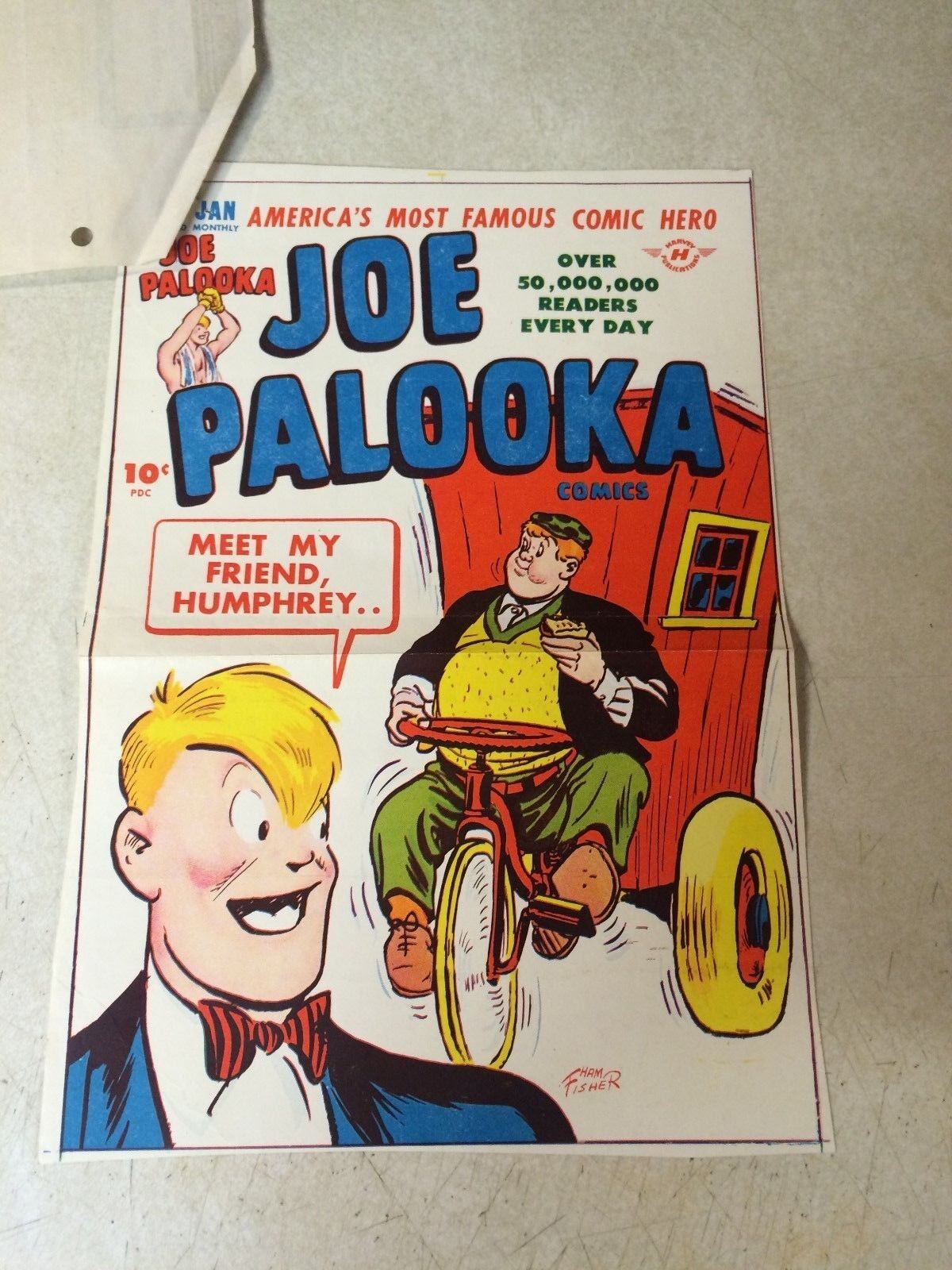 JOE PALOOKA #16 COVER ART original cover proof 1947 w/PRINTER INVOICE - HUMPHREY