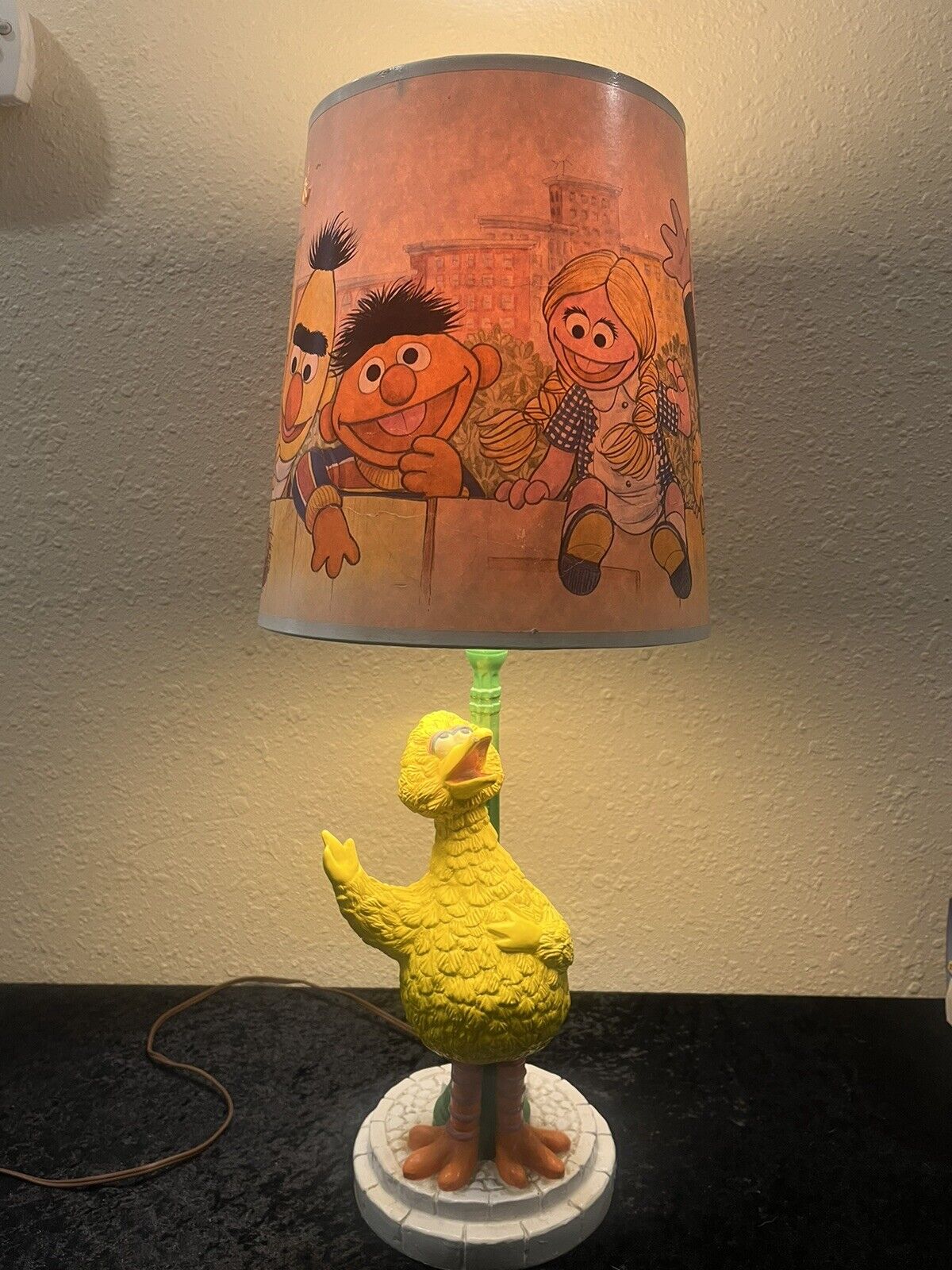 Vintage 1970's Sesame Street Big Bird Table Lamp w/ Shade Muppets Working