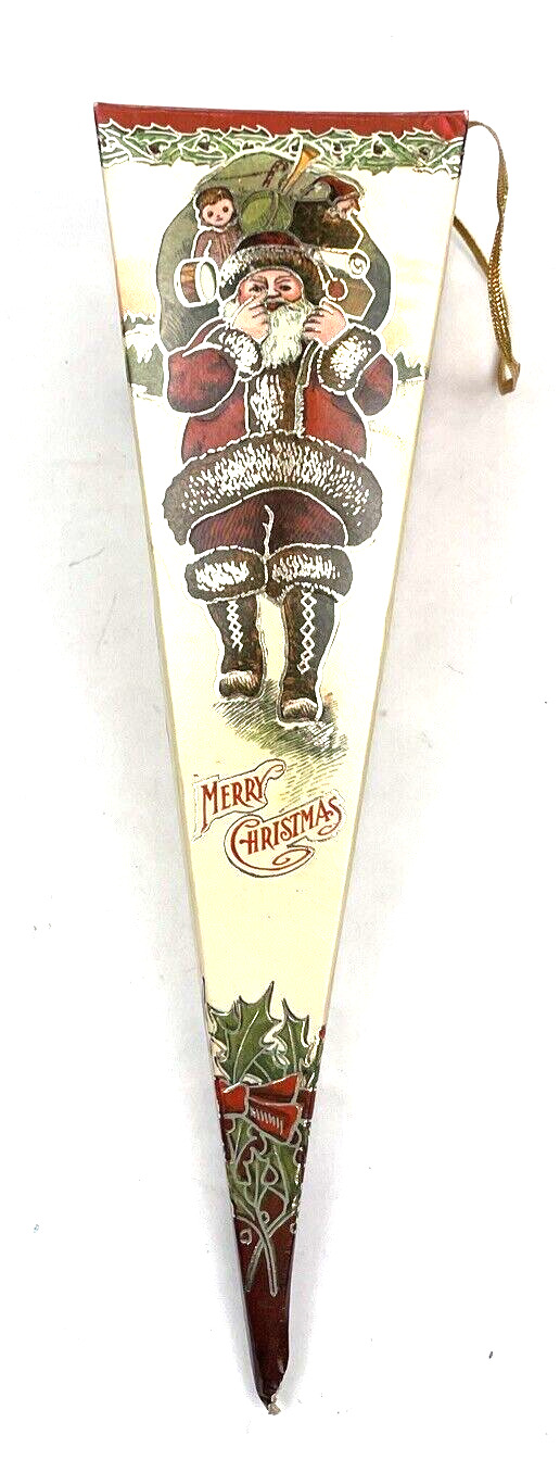 Vintage Christmas Candy Container Paper Cone Shackman 9.5