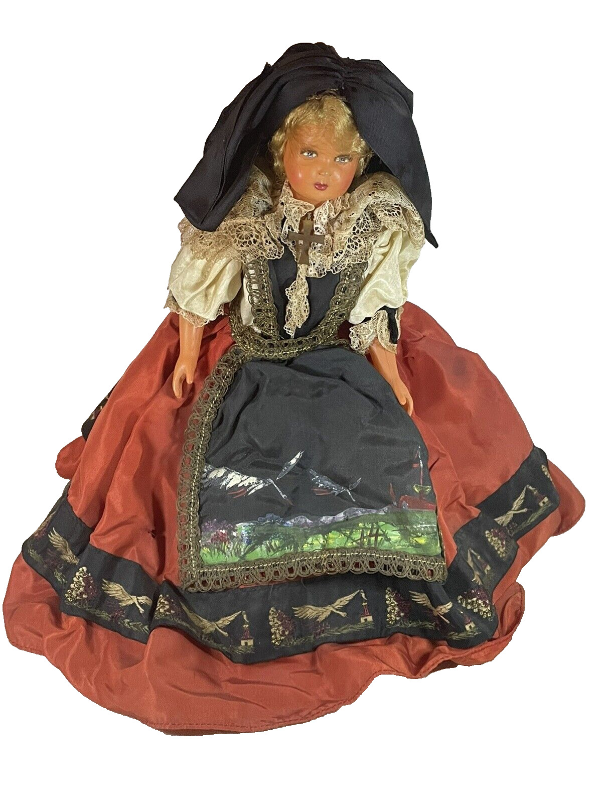 French Celluloid Doll Dress Costume Ethnic Doll La Nicoise Poupees Dress Alsace