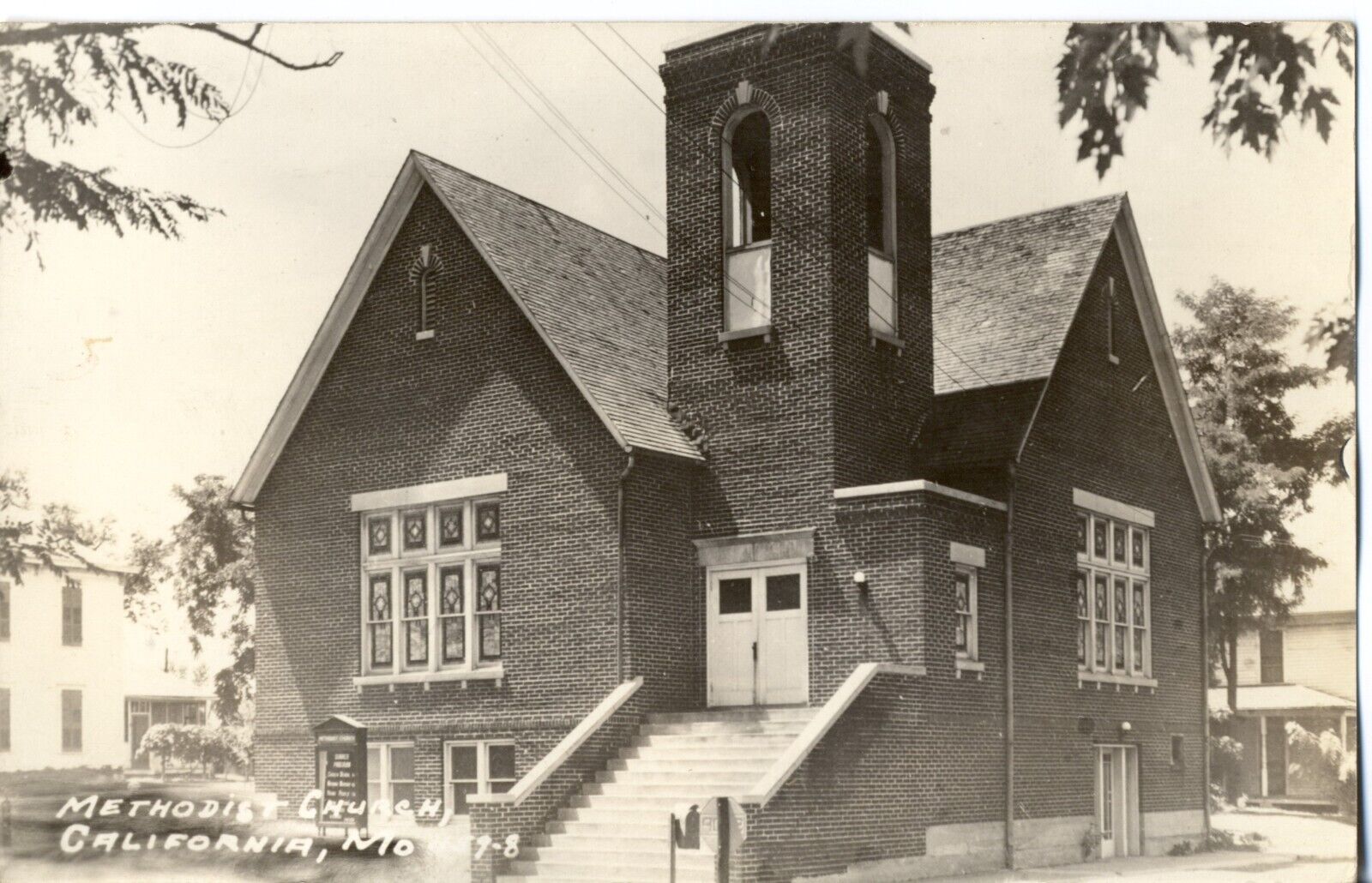 Methodist Church, California, Mo. Missouri EKC Real Photo Postcard