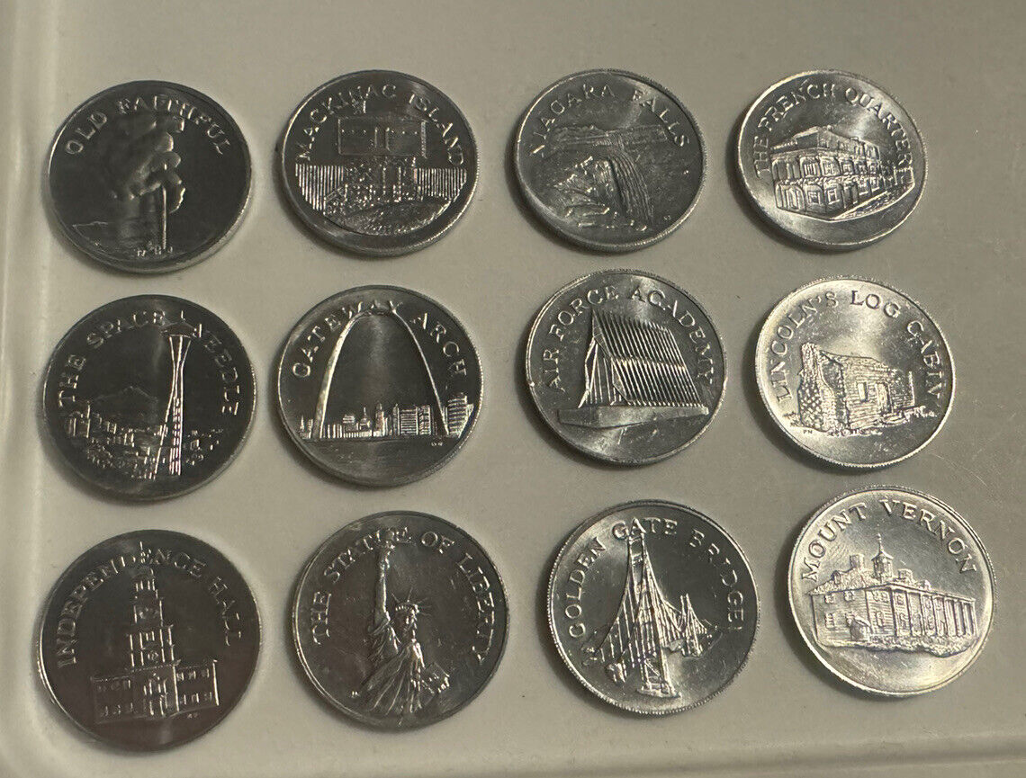 Vintage 1969 Sunoco Landmarks Of America Token Lot Of 12 Coins Advertisement