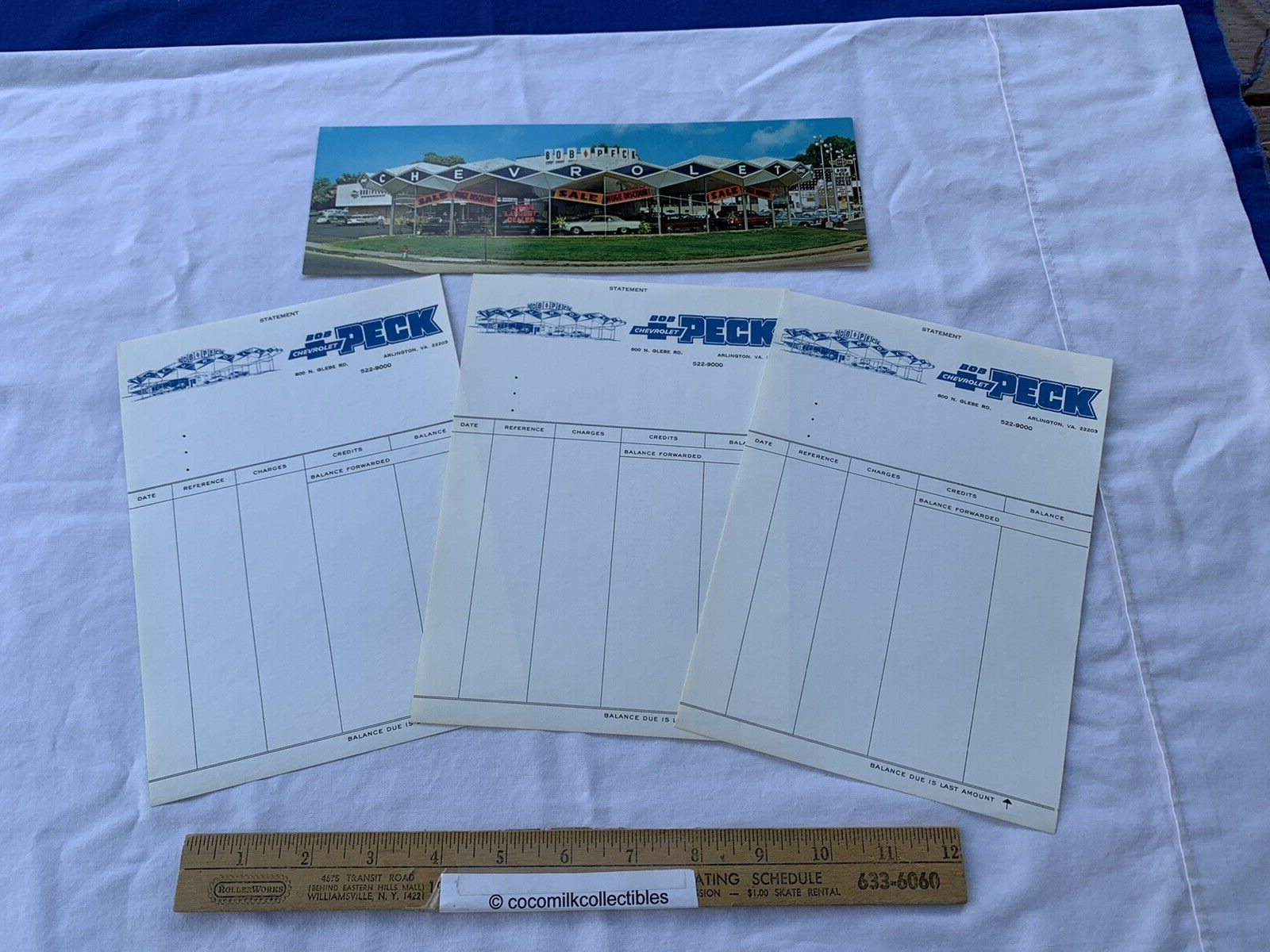 1964 Postcard Bob Peck Chevrolet Chevy Arlington VA Mod Building Plus 3 receipts