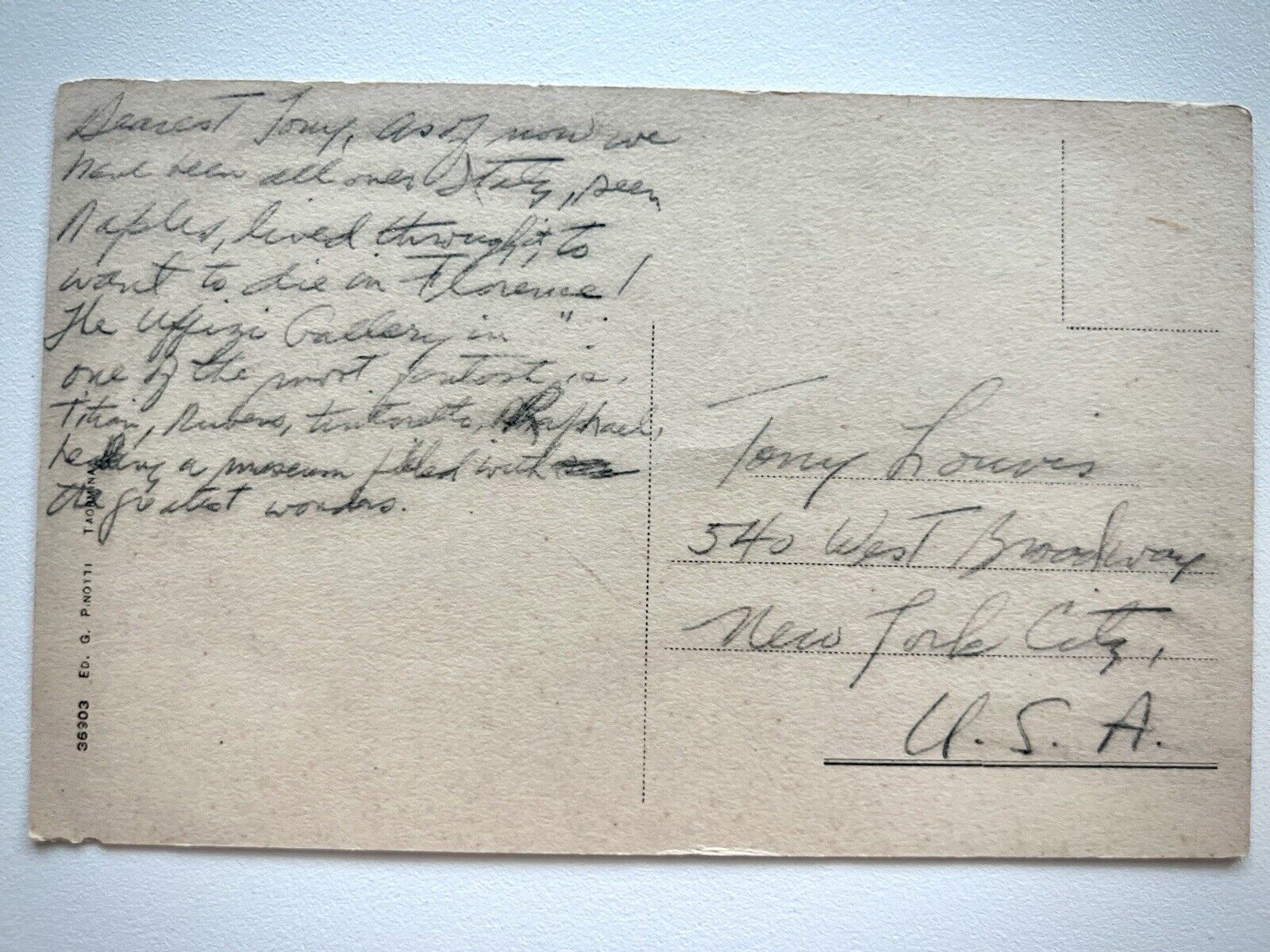 Antique U.S. Post Card  1920s Taarmina