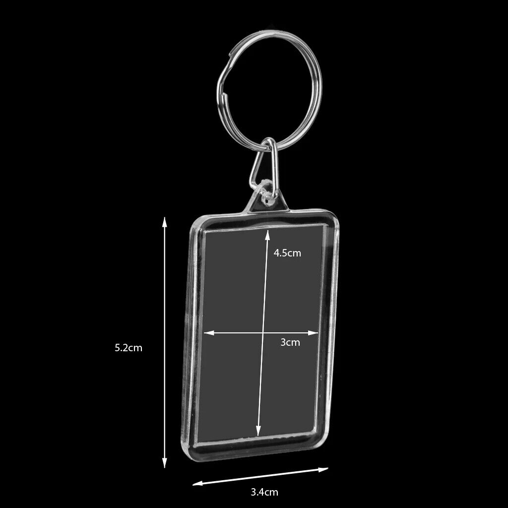5-40x Clear Blank Acrylic Insert Photo Picture Frame Key Ring Keychain Keyring