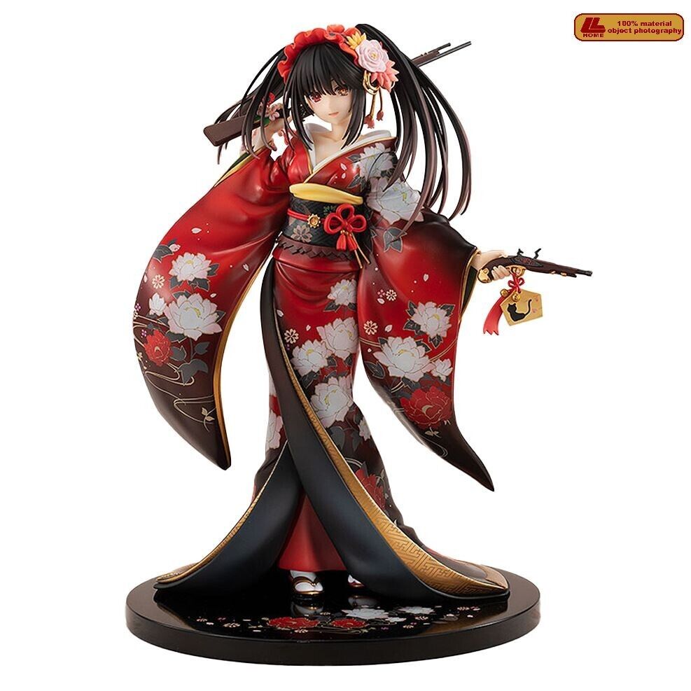 Anime DATE A LIVE Tokisaki Kurumi Red Kimono Two Guns Figure Statue Toy Gift
