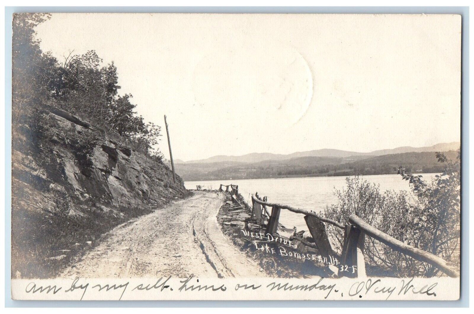 1906 West Drive View Of Lake Bomoseen Rutland County VT RPPC Photo Postcard