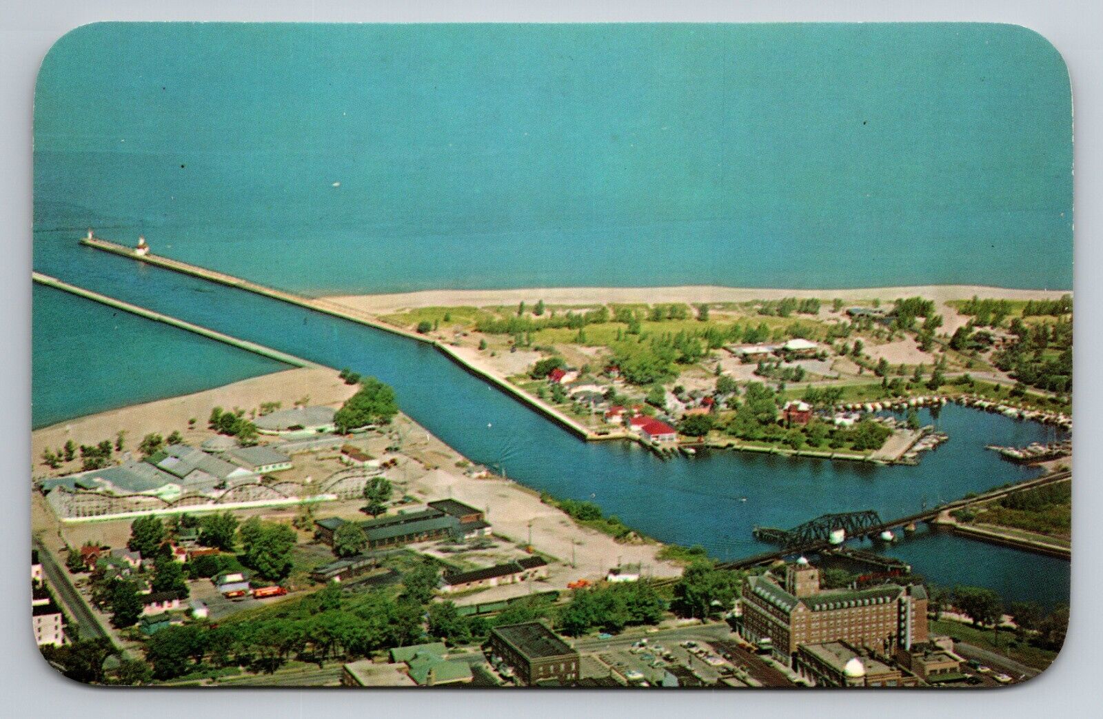 St. Joseph Benton Harbor Michigan Vintage Unposted Postcard Aerial View