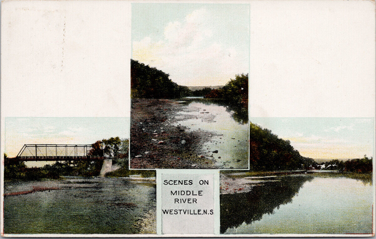 Middle River Westville NS Nova Scotia c1909 Newellton Cancel Postcard F57