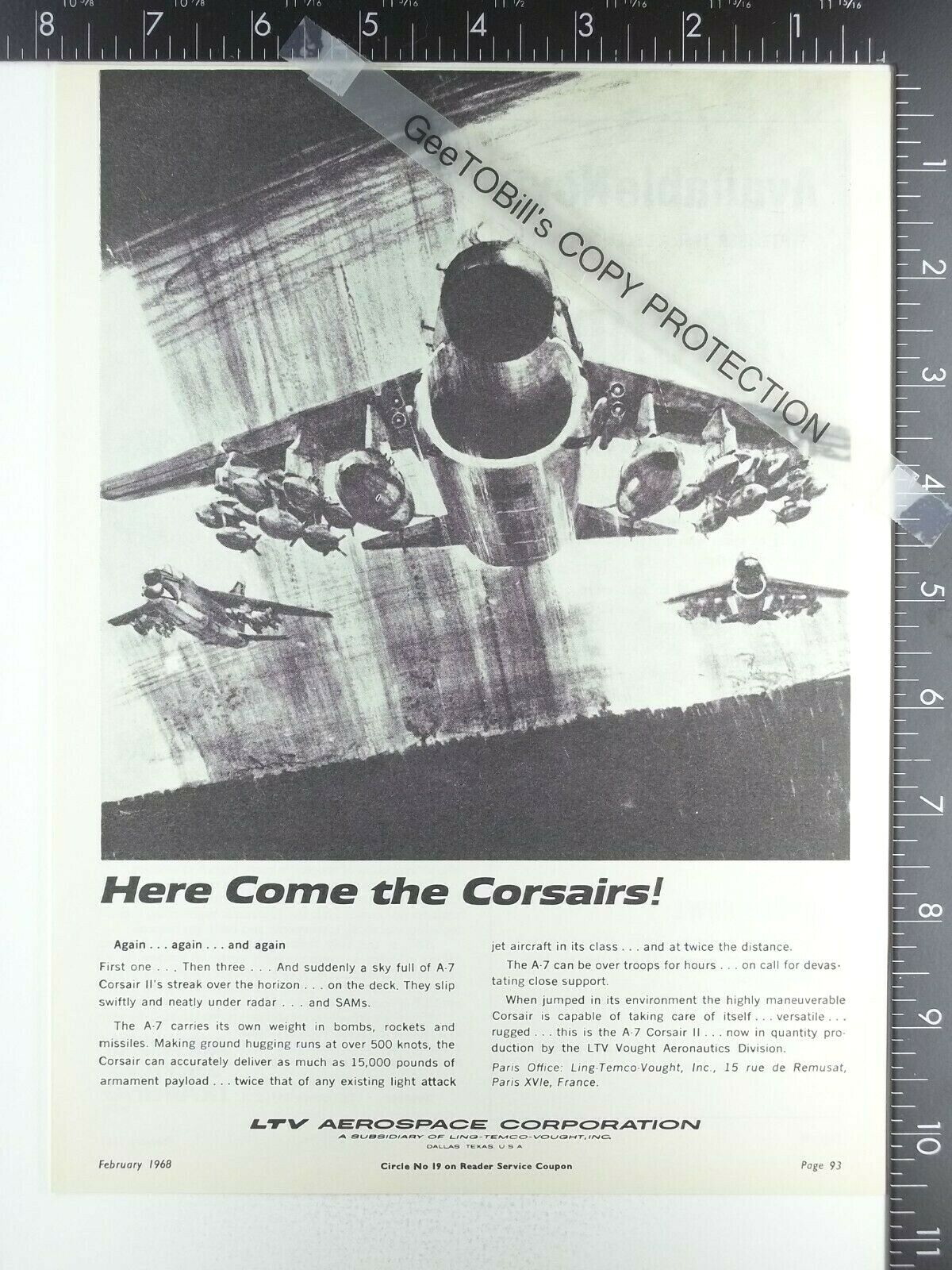 1968 ADVERTISEMENT for LTV Aerospace Corp. A-7 Corsair II 2 fighter jet bomber