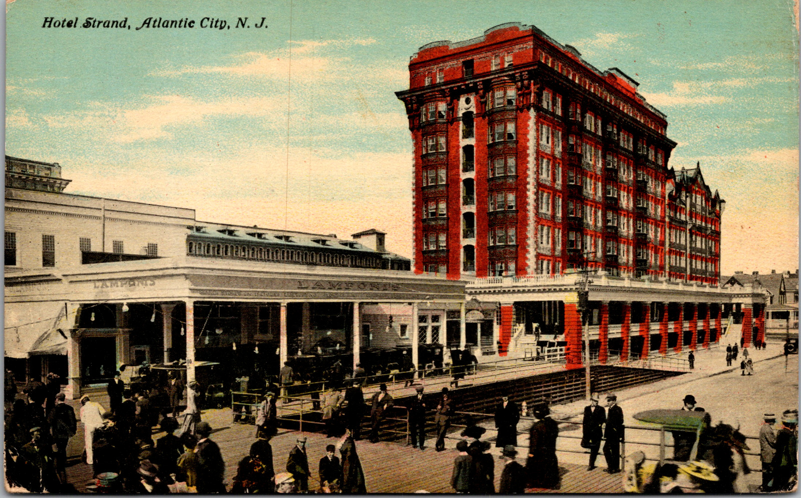 Vintage C 1910 Hotel Strand Boardwalk Scene Atlantic City New Jersey NJ Postcard