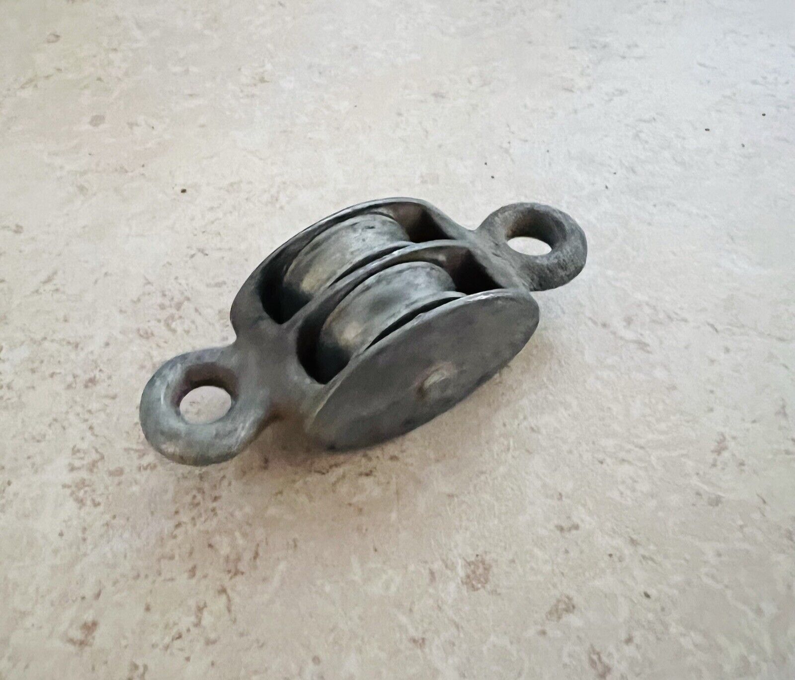 Vintage Rigid Eye Double Sheave Pulley Cast Iron