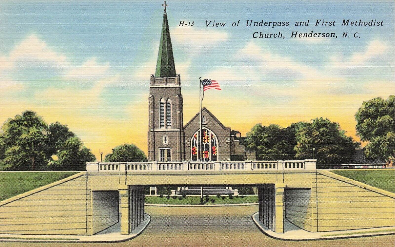 Henderson NC North Carolina First Methodist Church Vtg Postcard E29