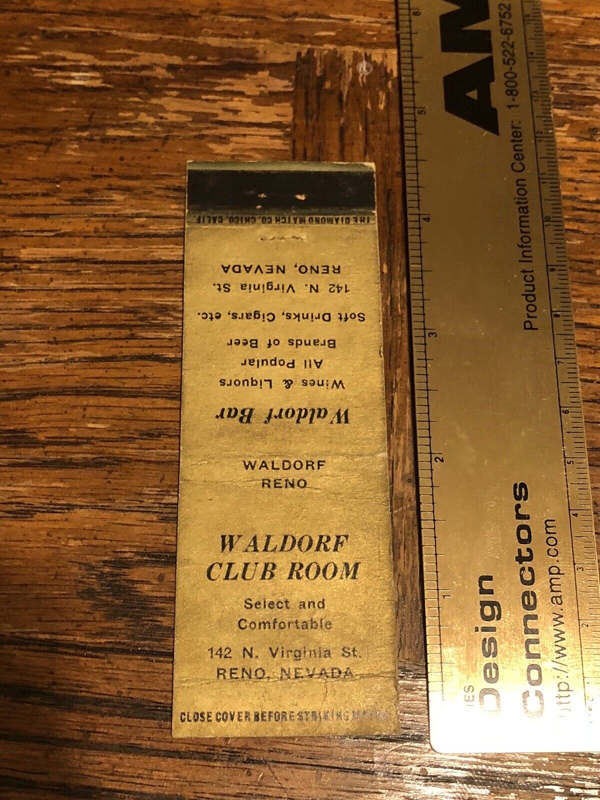 1930s Reno NV Advertising Matchbook Waldorf Club Room / Waldorf Bar - Virginia