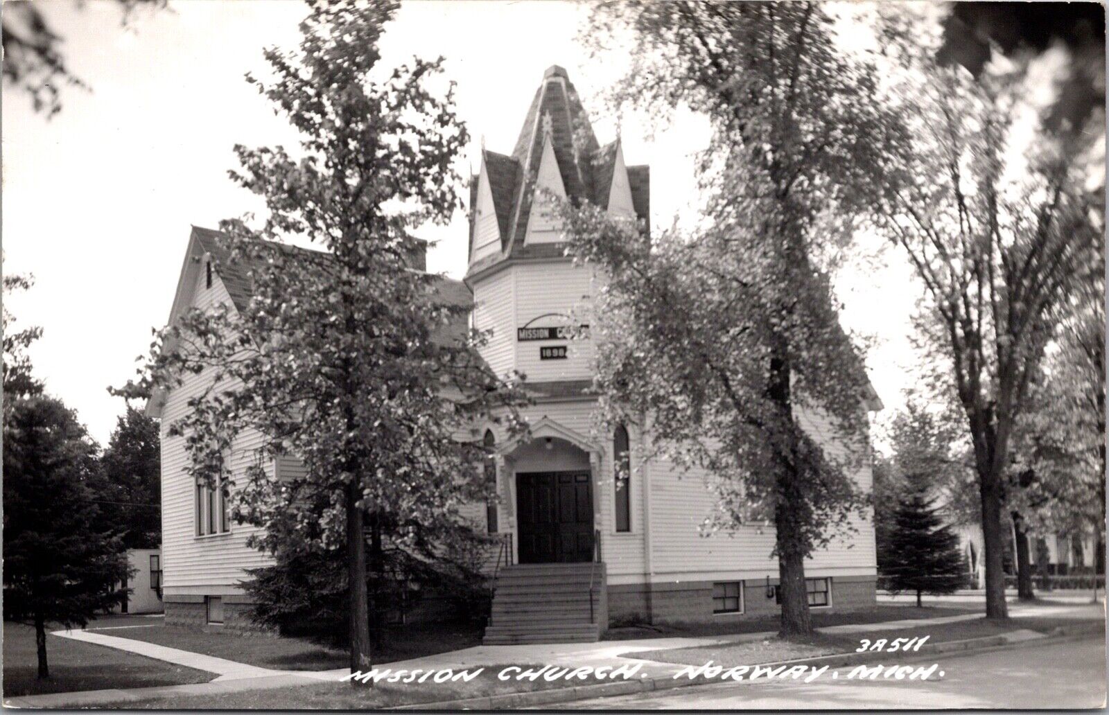 Real Photo Postcard Mission Church in Norway, Michigan~134539