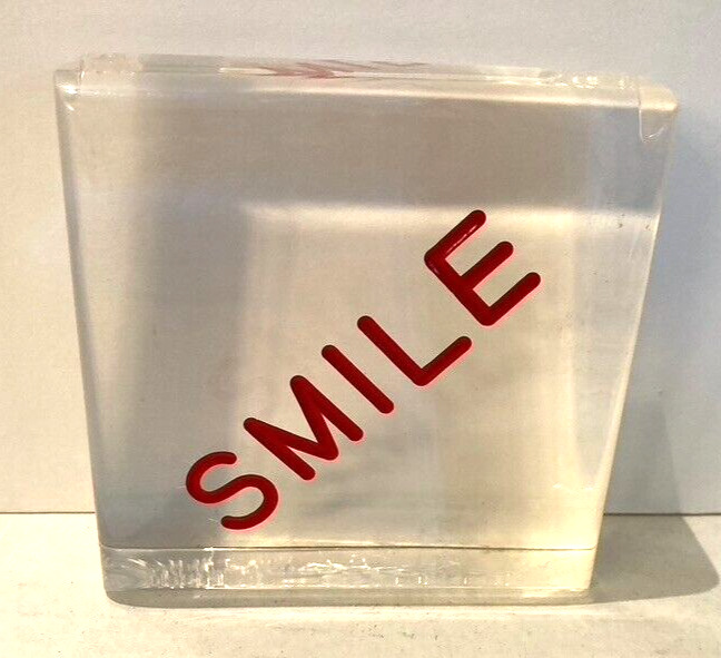 Vintage CLEAR ACRYLIC LUCITE SQUARE PAPERWEIGHT \