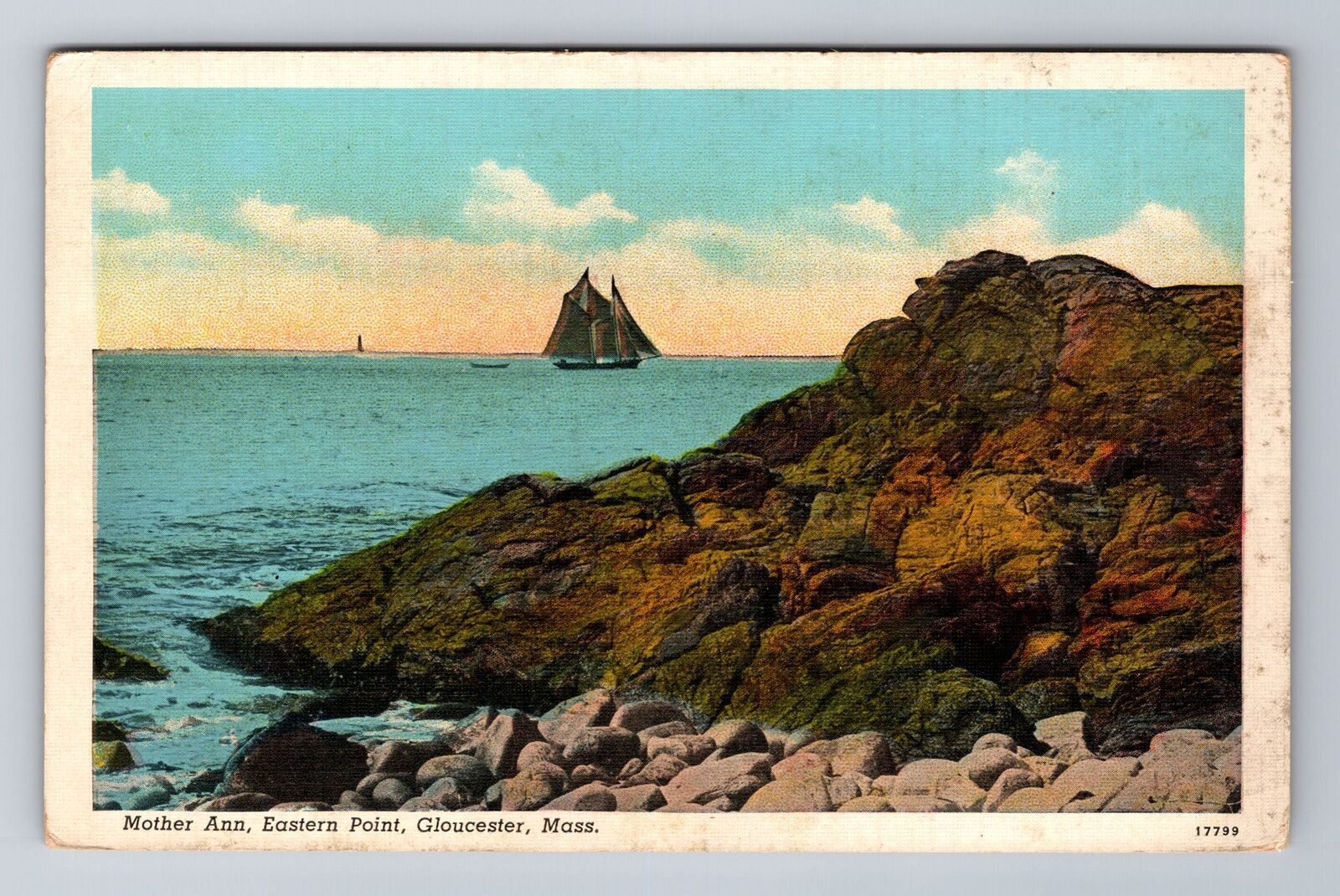 Gloucester MA-Massachusetts, Mother Ann, Eastern Point Souvenir Vintage Postcard