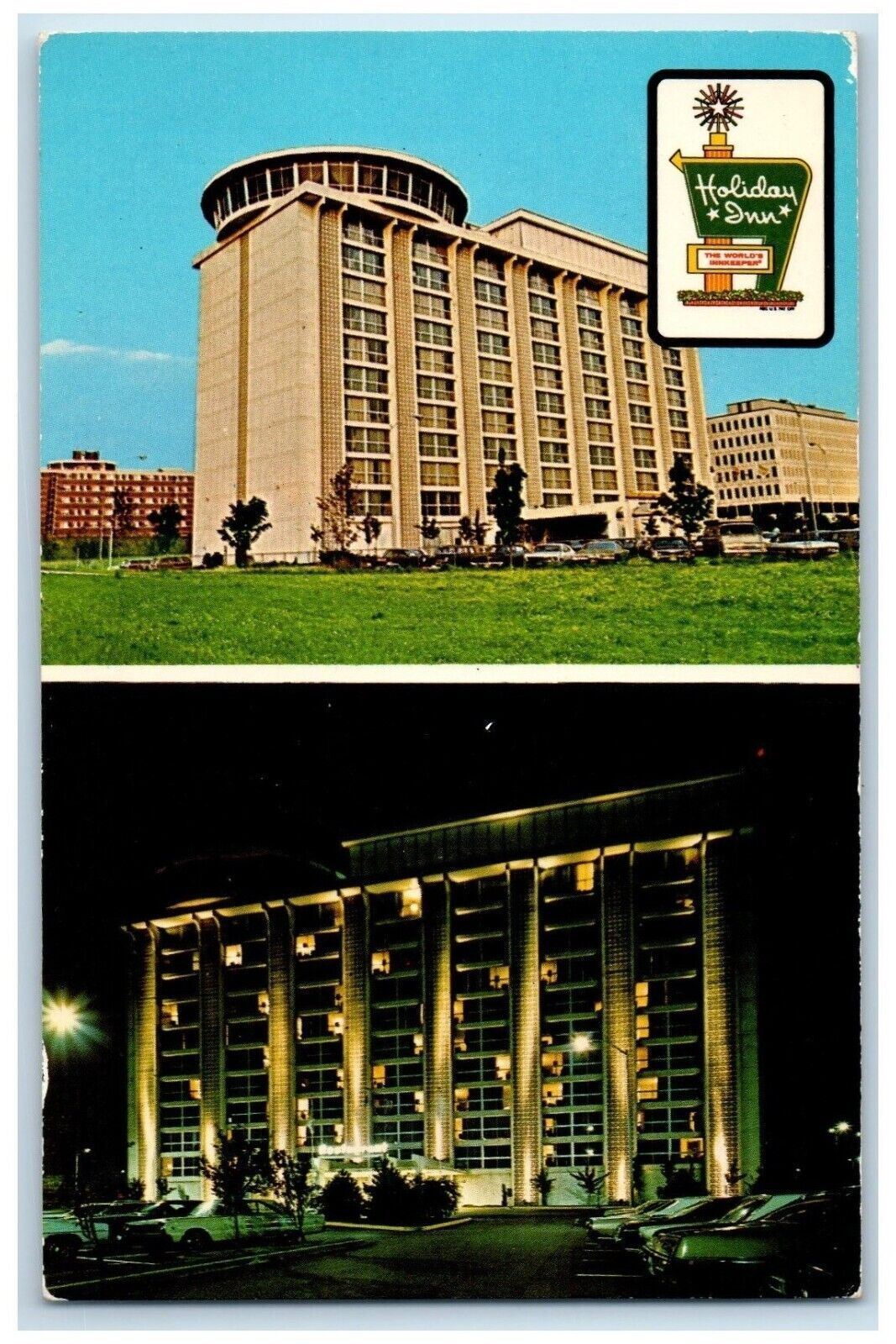 Holiday Inn Building Springfield Massachusetts MA Dual View Vintage Postcard