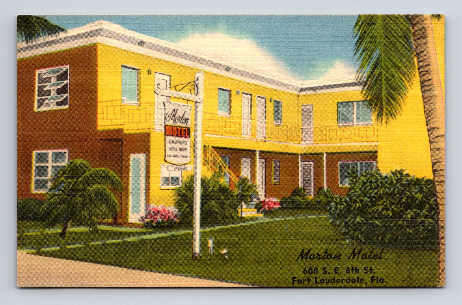 Morton Motel US 1 Fort Lauderdale Florida FL Roadside America Postcard