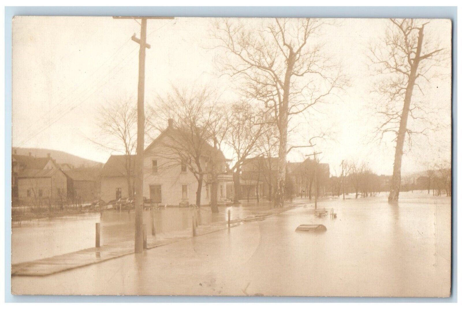 c1910's Flood At Salamanca New York NY, Cattaraugus RPPC Photo Antique Postcard